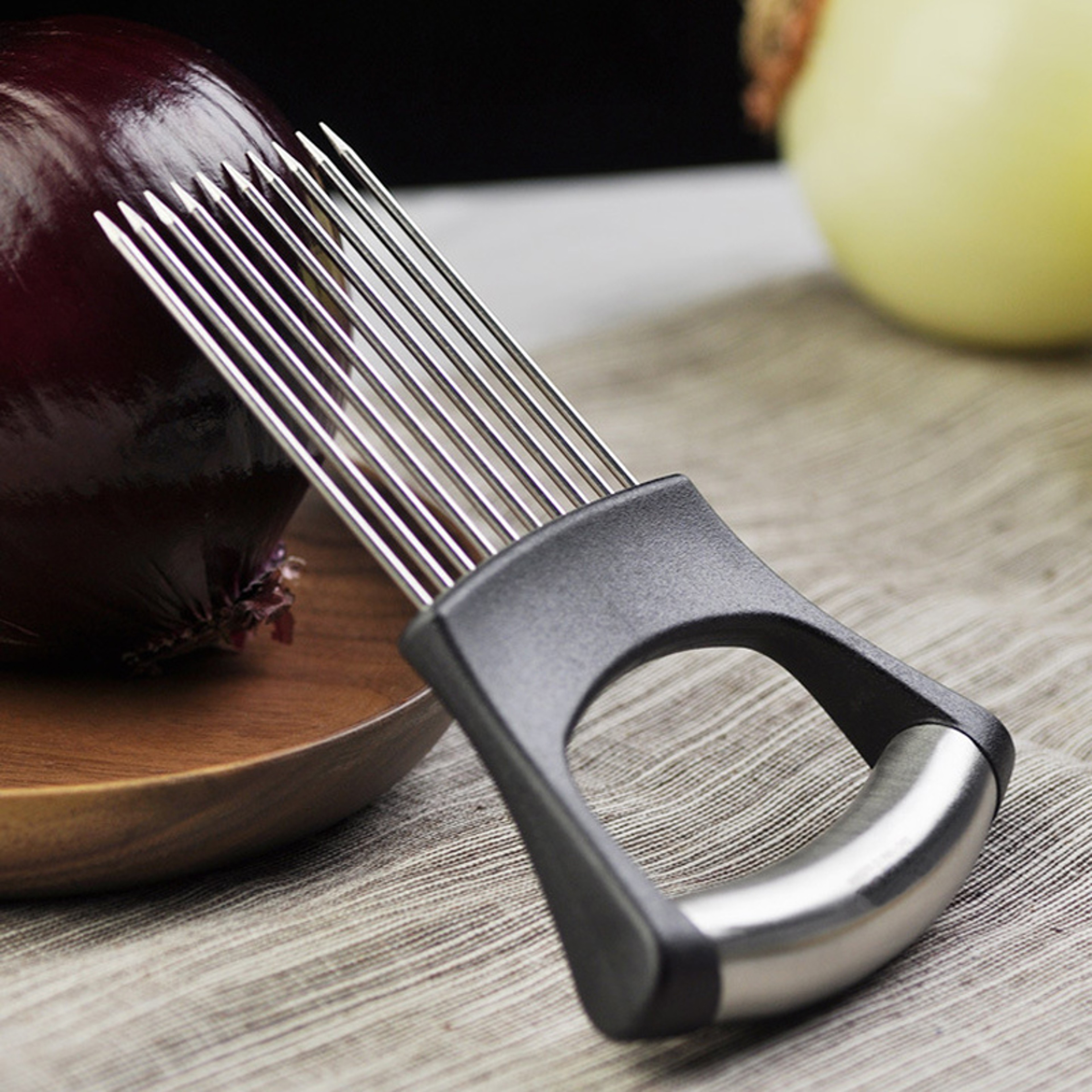 Food Slicer Assistant Stainless Steel Onion Cutter Holder Tomato Onion Slicer Cutting Fork Kitchen Gadgets – view 3