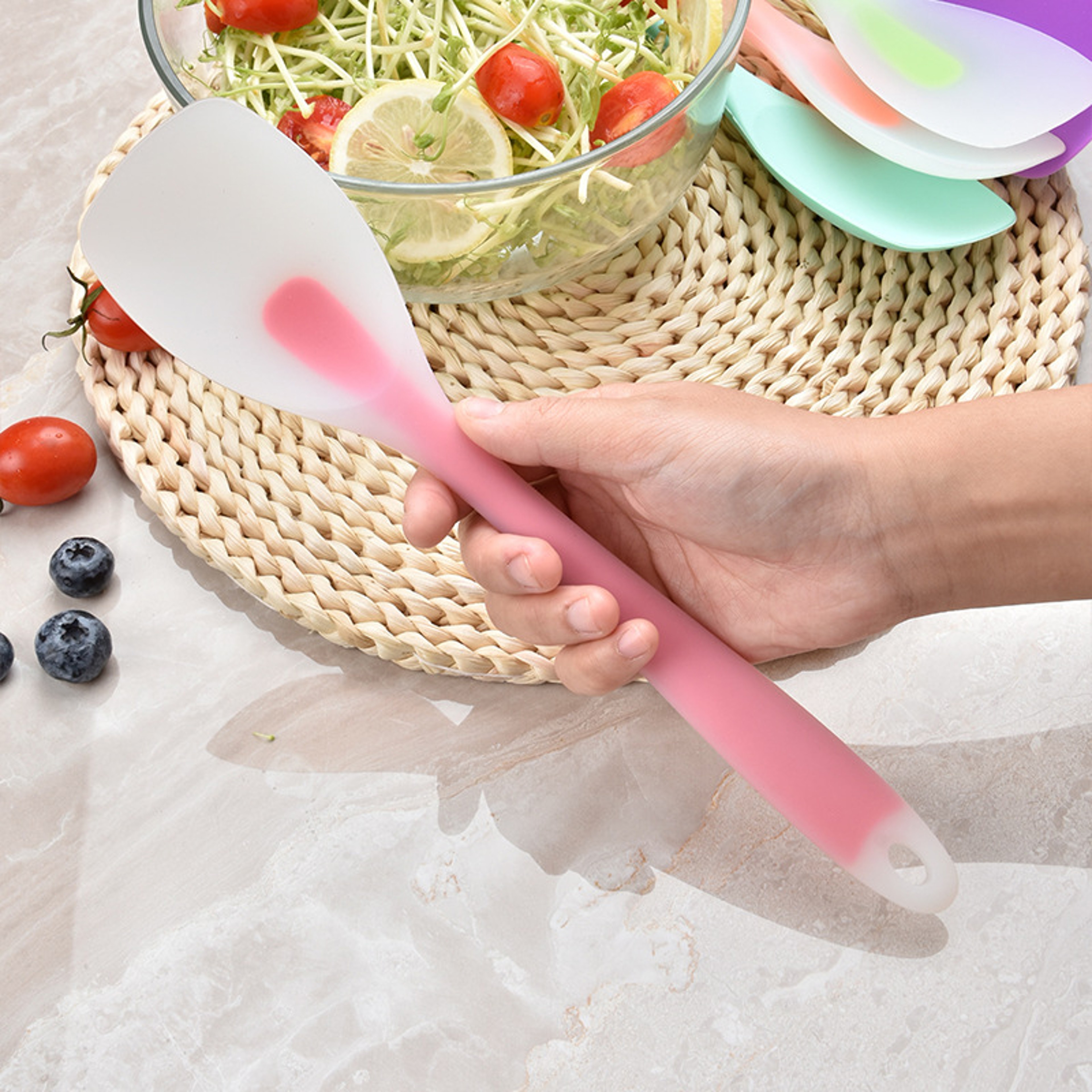 Heat Resistant Food Grade Silicone Spoon Flexible Nonstick Cooking Spatula Scraper Stirring Mixing  2