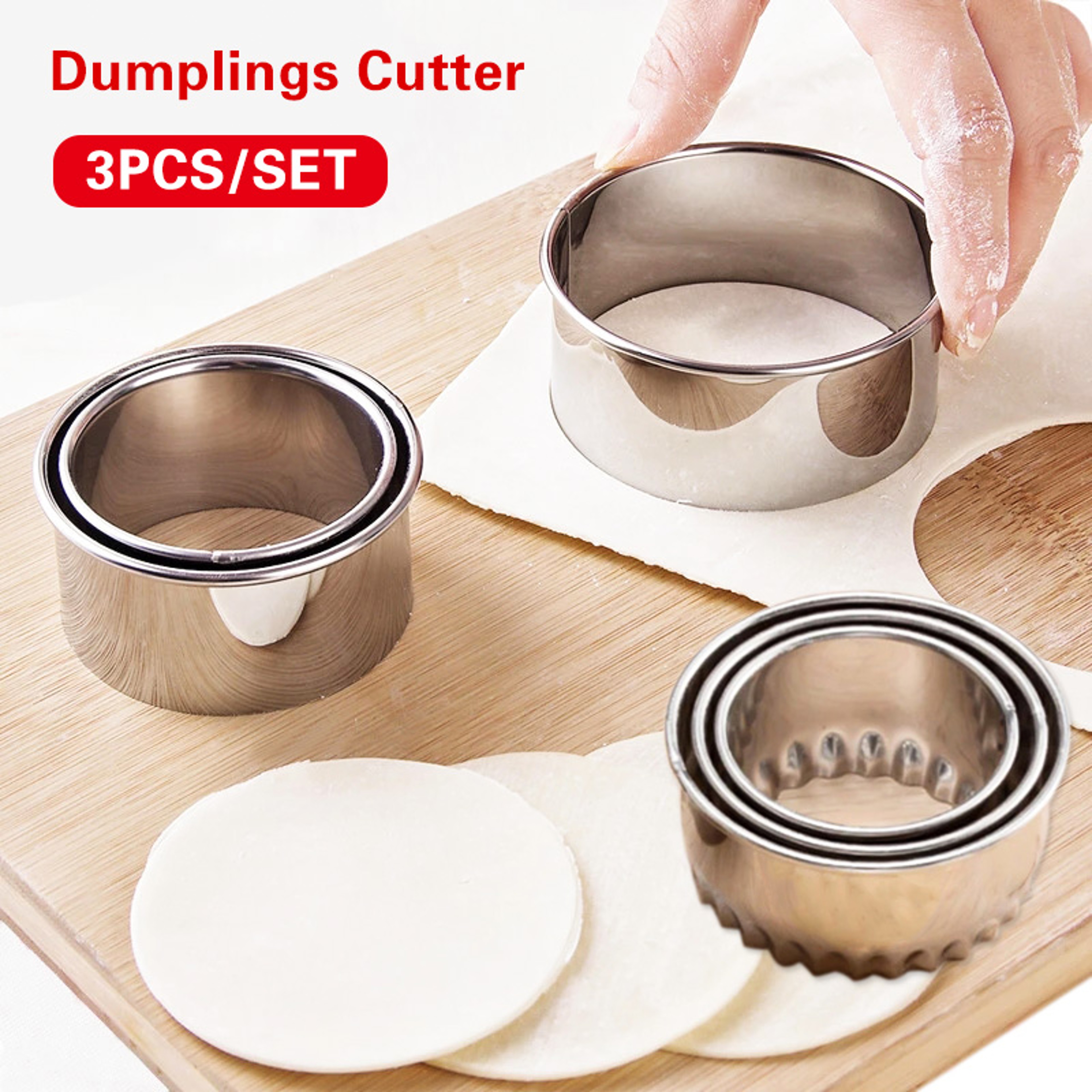 Stainless Steel Dumplings Molds Round Cookie Biscuit Cutters Circle Pastry Ring Molds 0