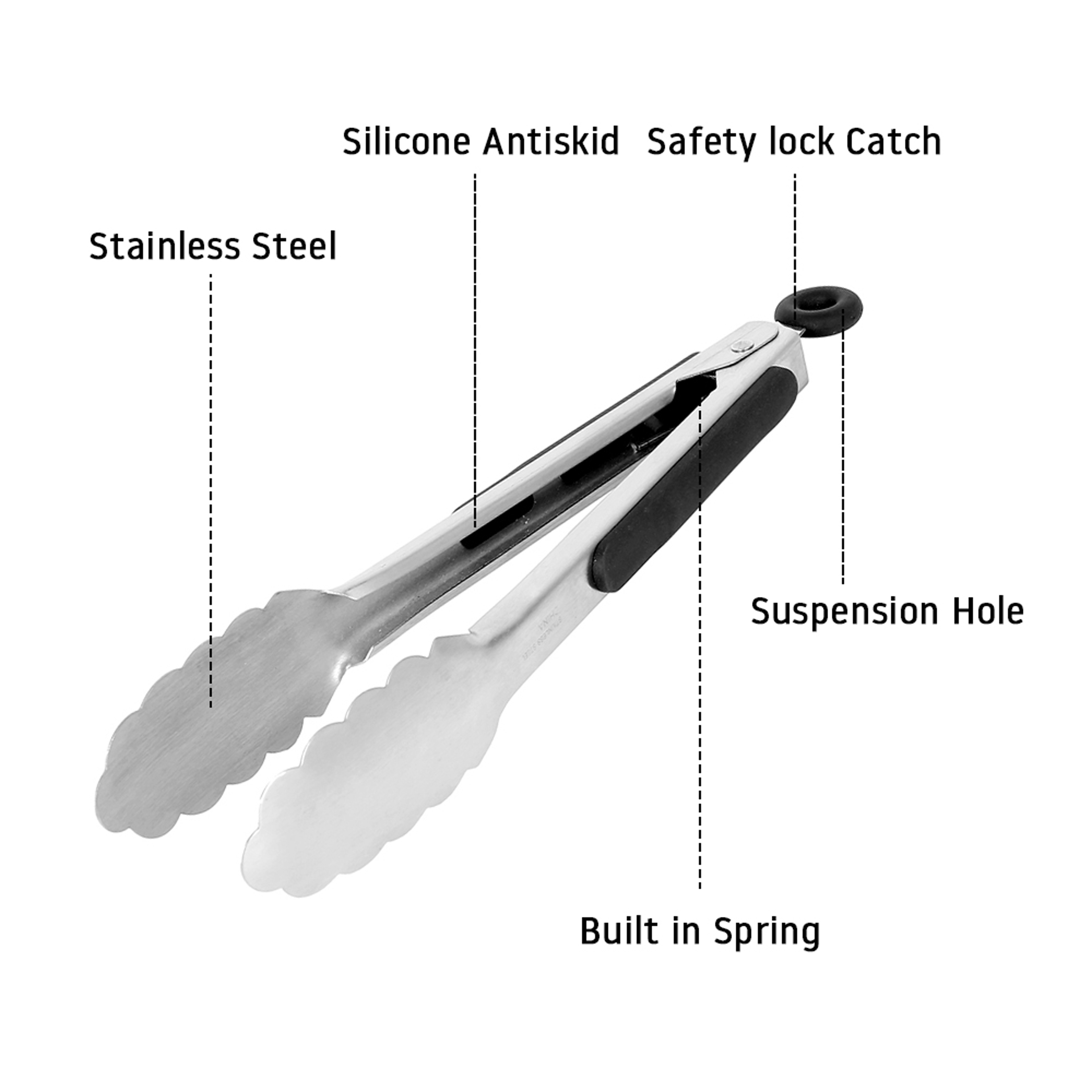 Stainless Steel BBQ Grilling Tong With Lock NonStick BQ Tong Utensil Cooking Clip Salad Bread Servi 5