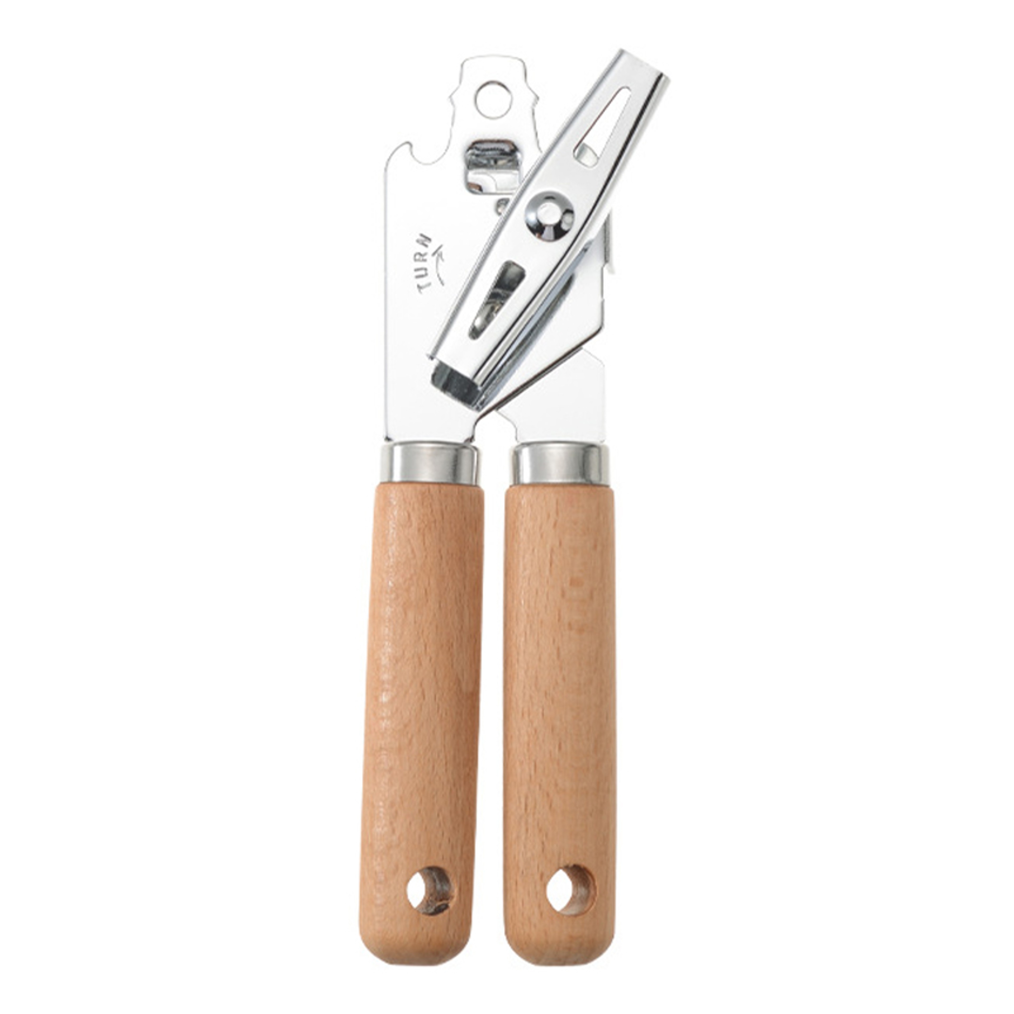 Ergonomic Stainless Steel Manual Can Opener With Wooden Handle Professional Side Cut Jar Opener Kit 4