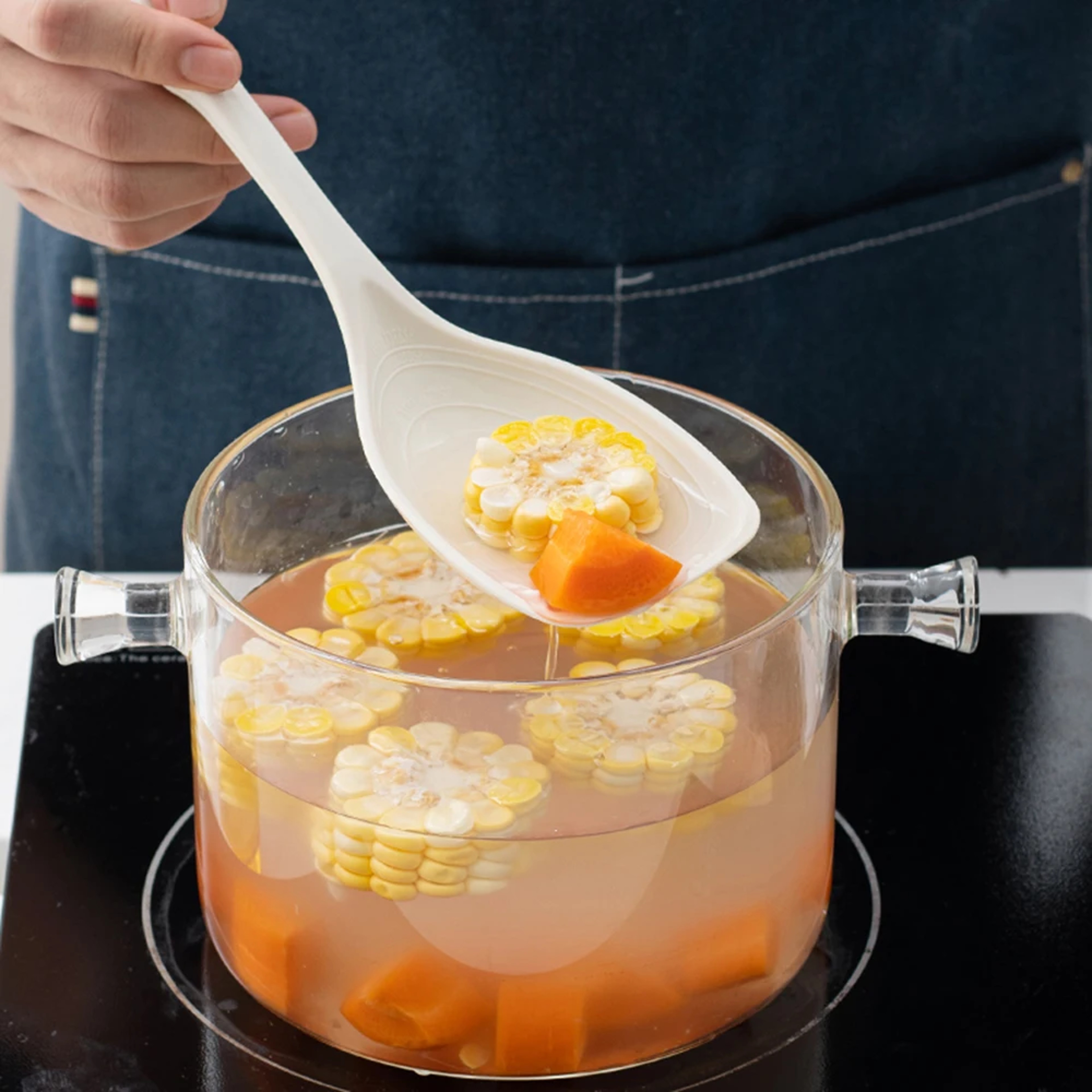 Multiuse Silicone Spoon For Cooking Comfortable Nonslip Handle Large Round Handle Mixing Spoon Kitc 1