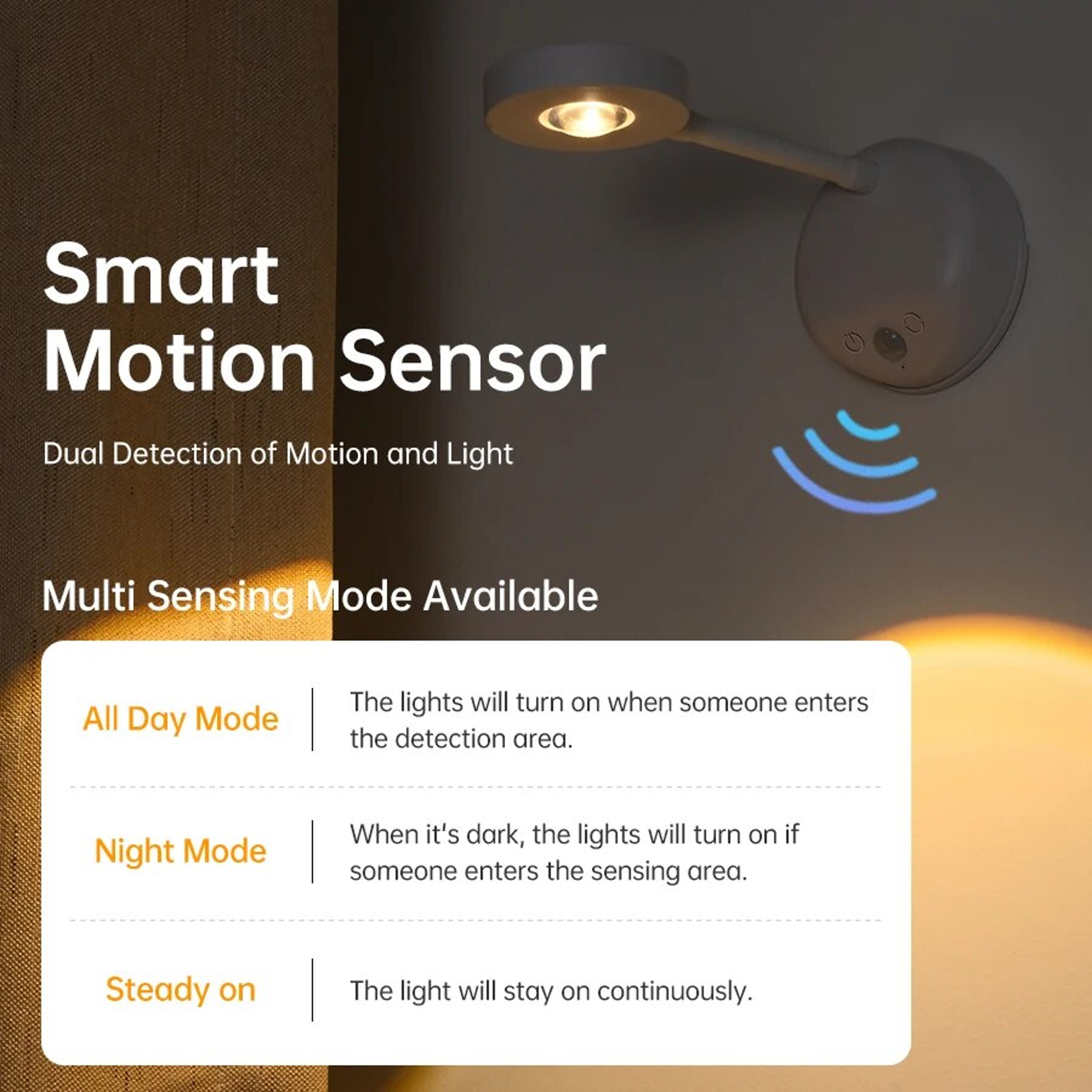 LED Night Light Wireless USB Motion Sensor Wall Lamp For Kitchen Bedroom Living Room Indoor Lightin 1