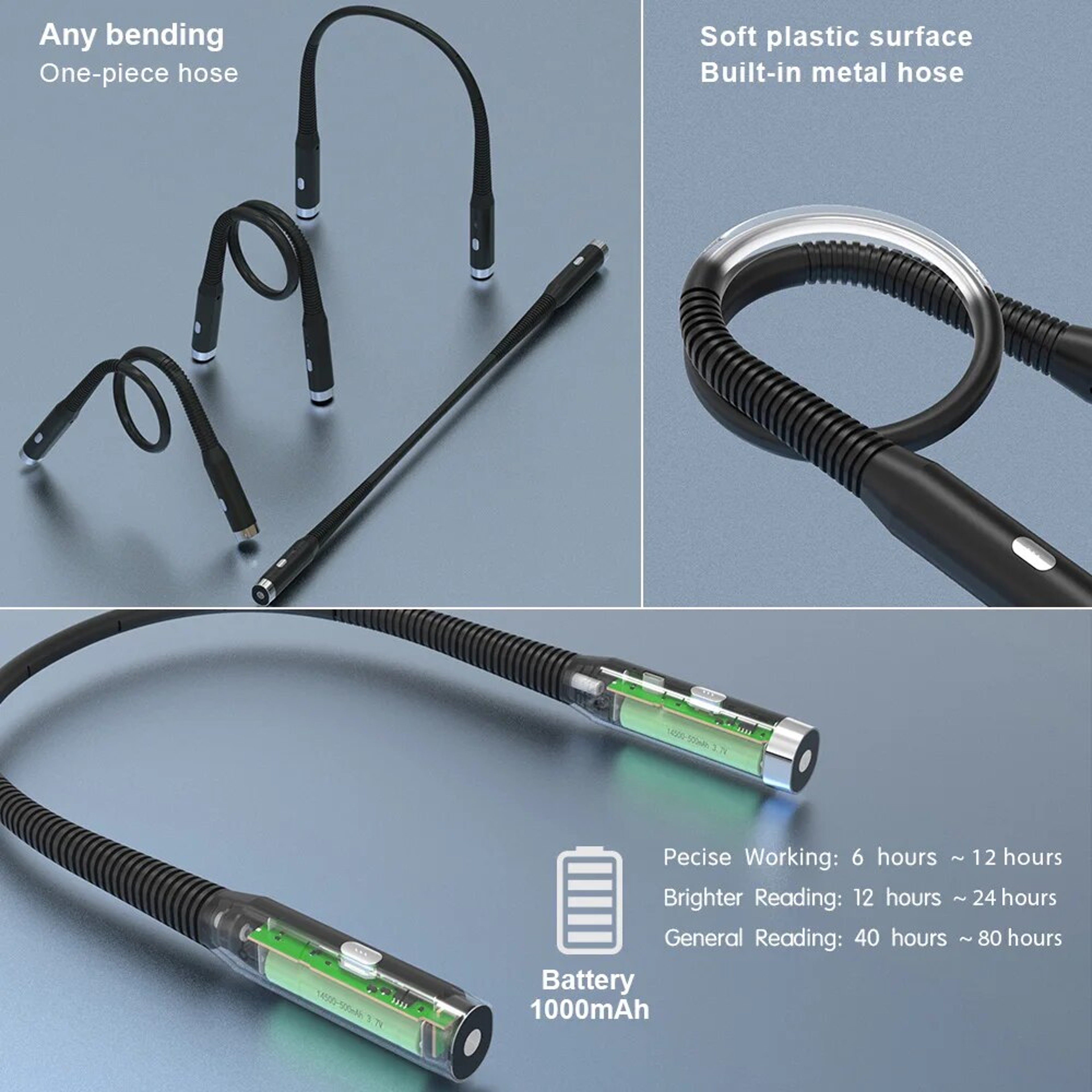 Portable Neck LED Reading Light USB Rechargeable Bendable Book Light For Bedtime Reading 4