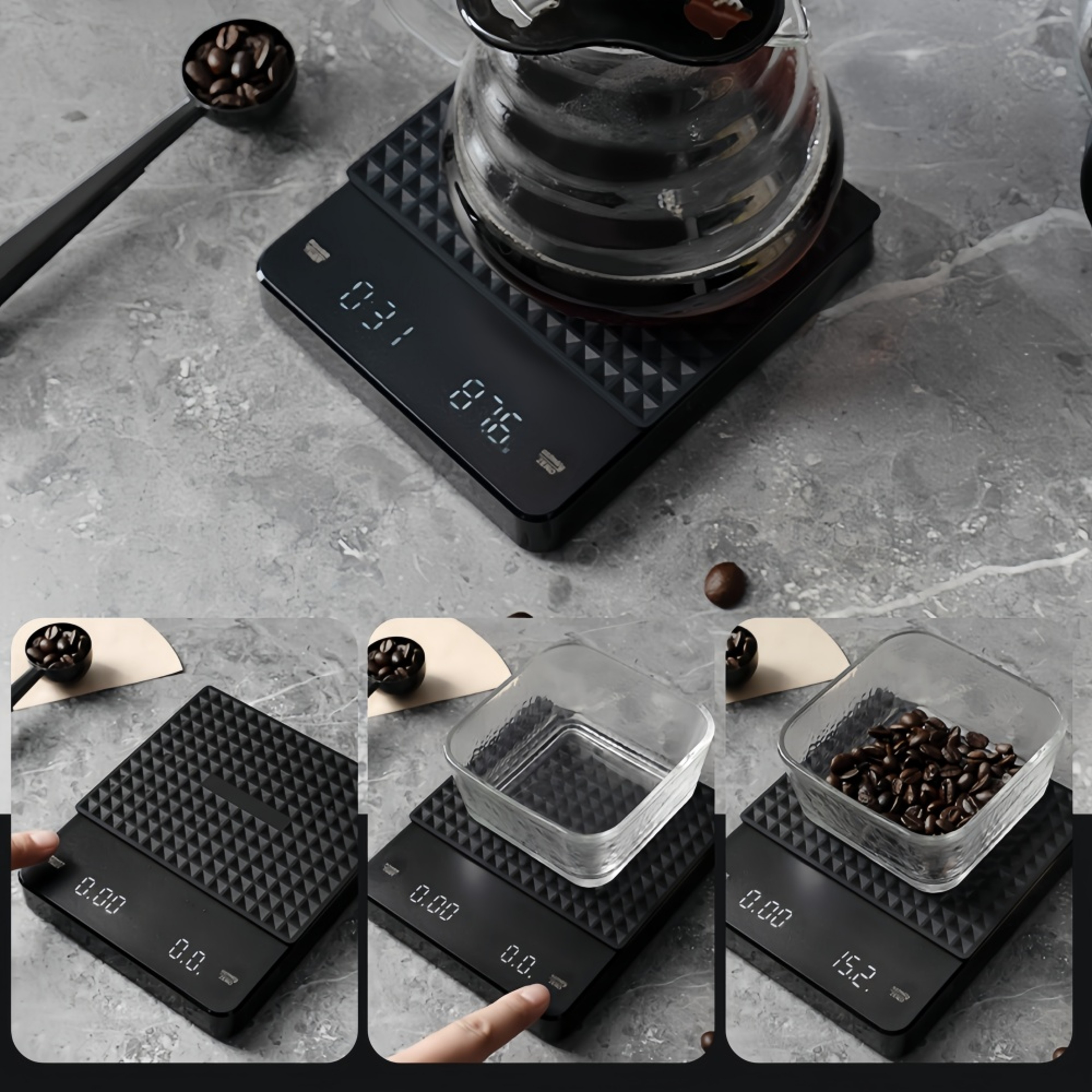 Professional Highprecision Electronic Coffee Scale LED Display USB Timing Waterproof Pad Coffee Acc 3