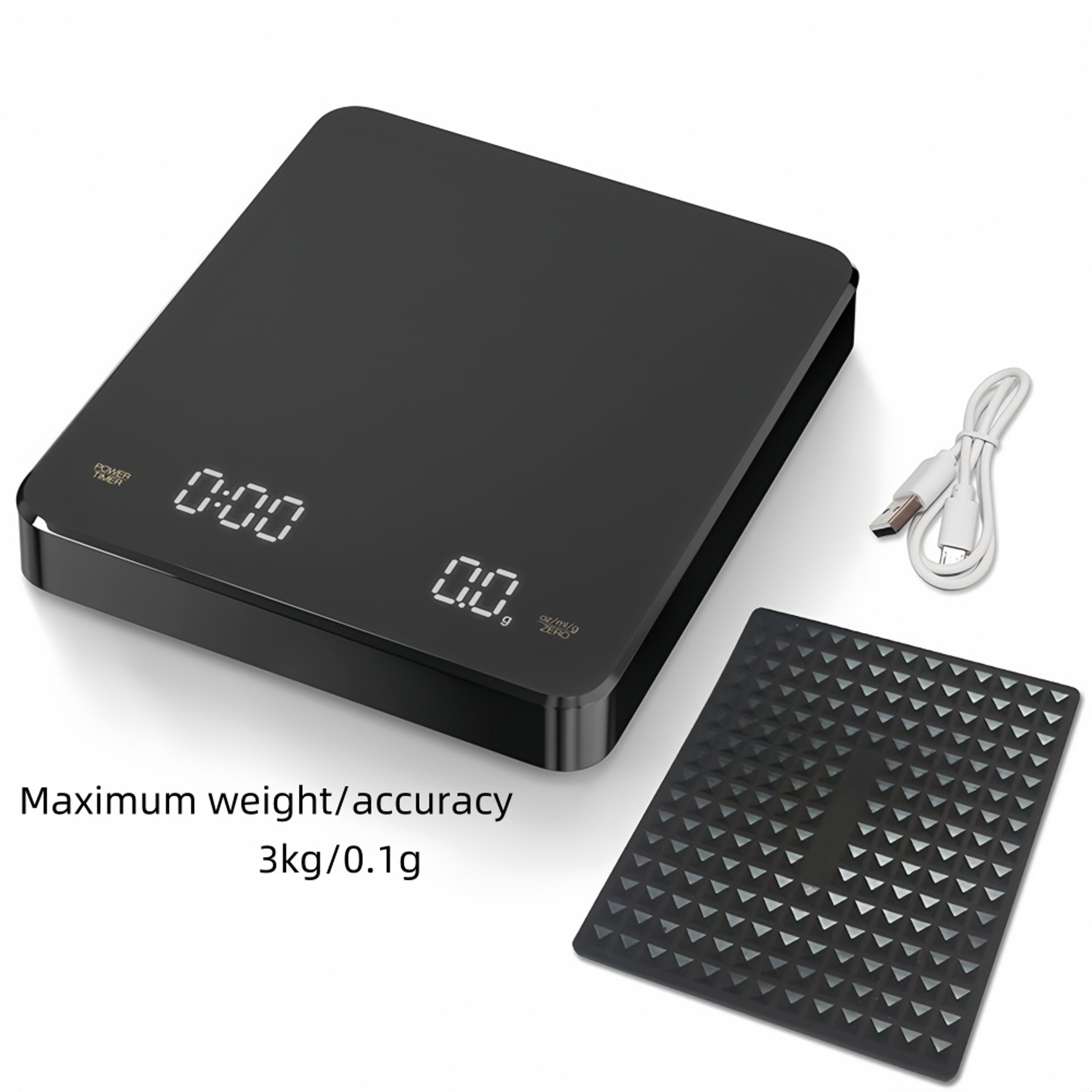 Professional Highprecision Electronic Coffee Scale LED Display USB Timing Waterproof Pad Coffee Acc 6