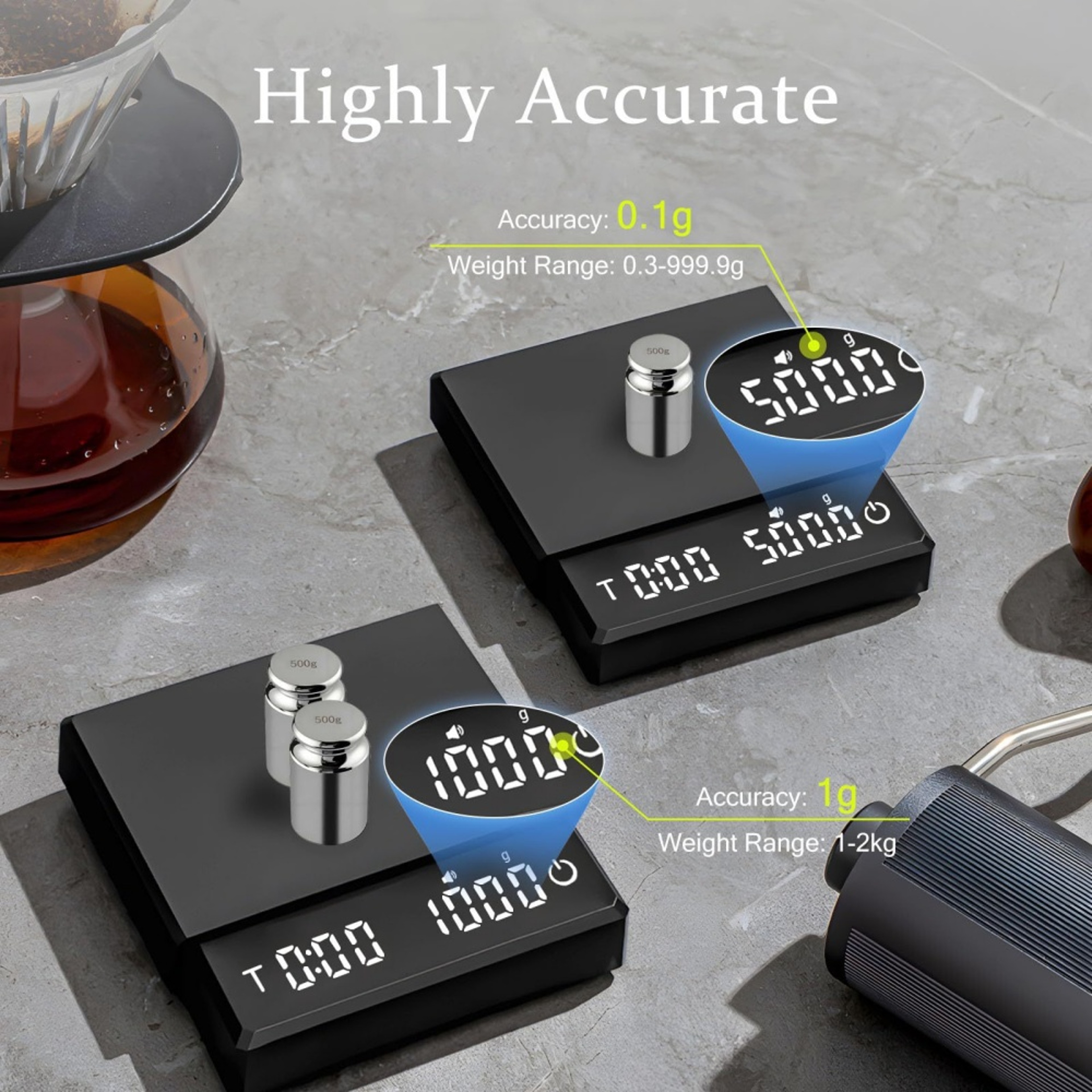 Professional Kitchen Coffee Tools Mini Electronic Coffee Scale Smart Precision USB Silicone Pad High Quality – view 5