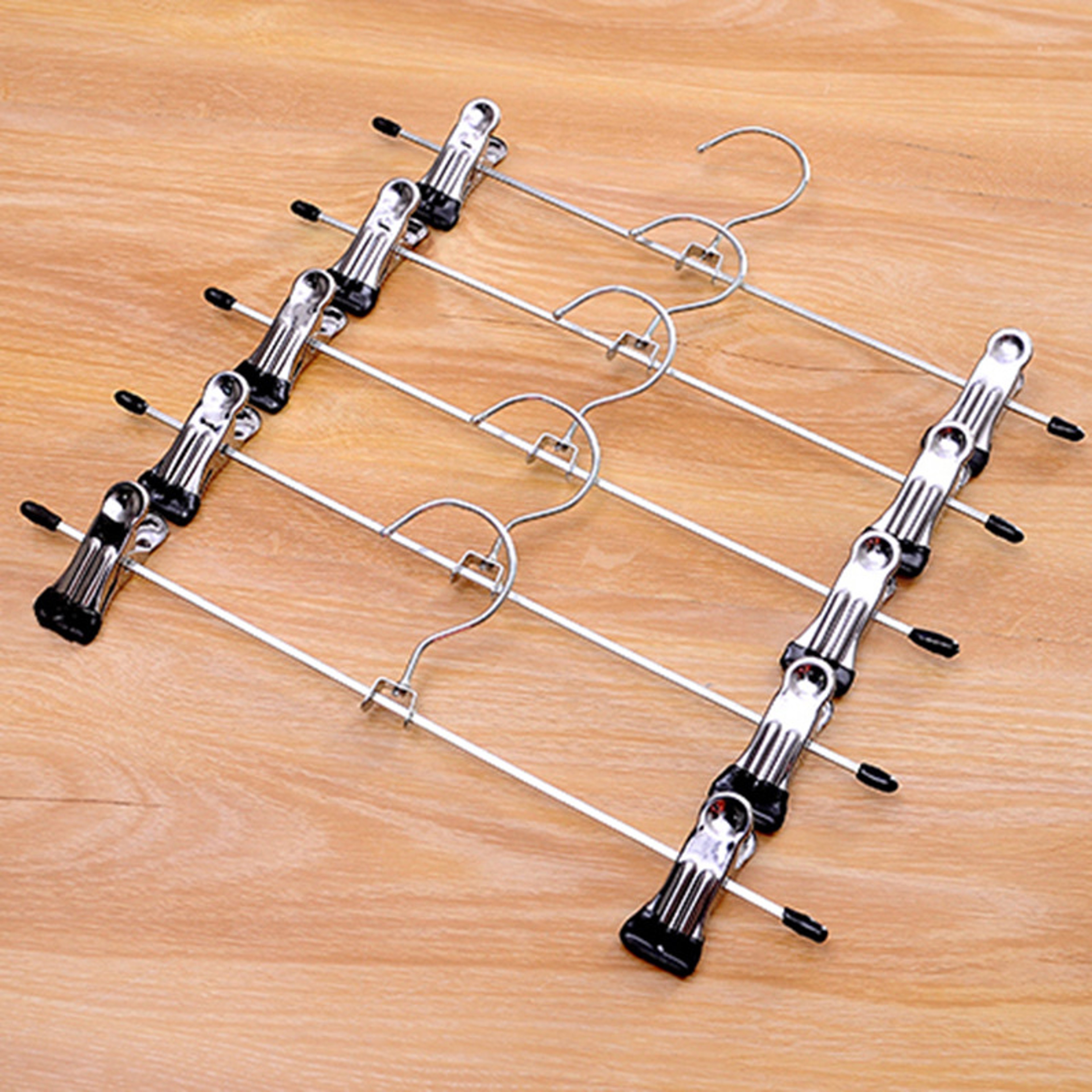 Adjustable Metal Windproof Hanger Non-slip Coat Pants Hangers with Clips for Home Drying Closets Storage Racks – view 1