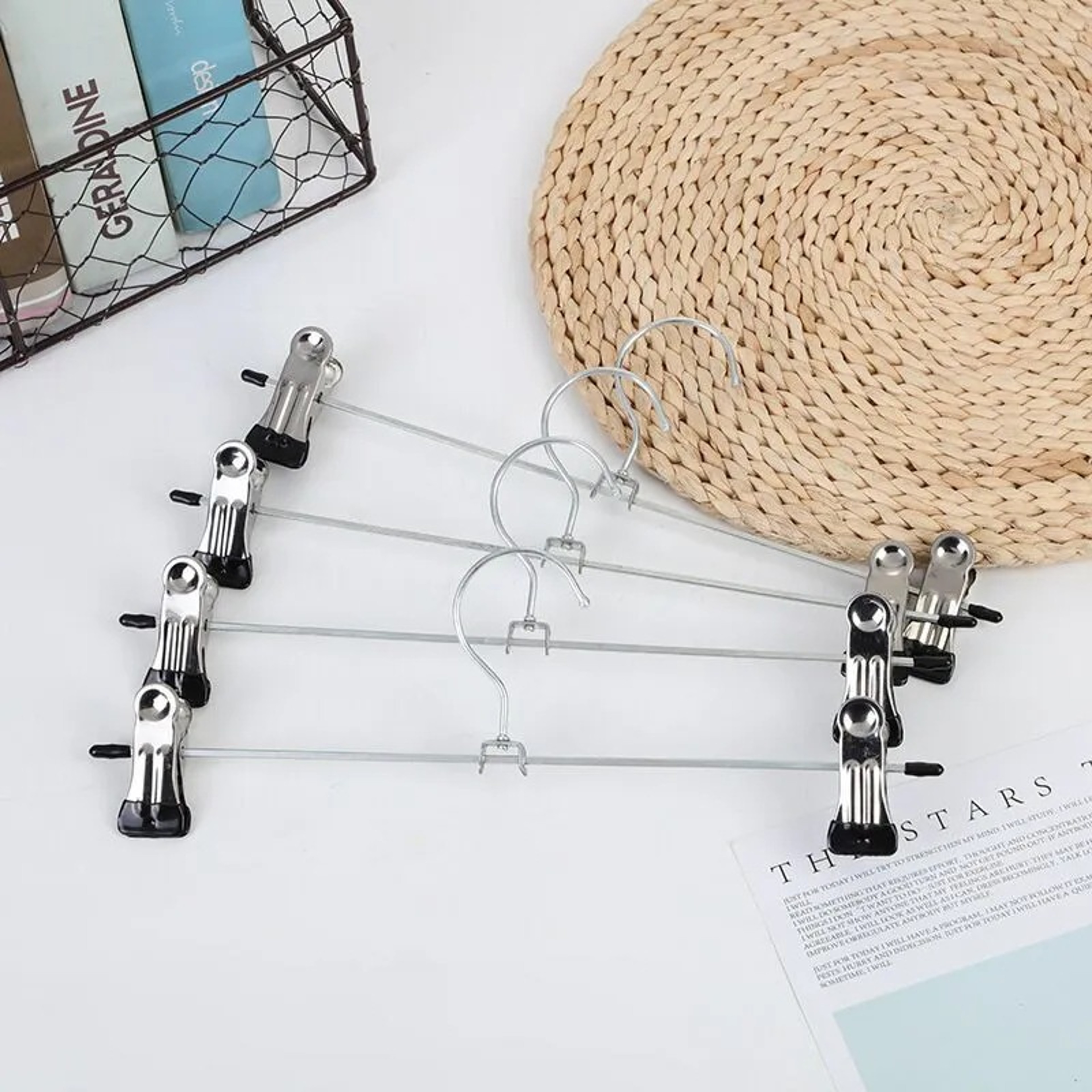 Adjustable Metal Windproof Hanger Non-slip Coat Pants Hangers with Clips for Home Drying Closets Storage Racks – view 2