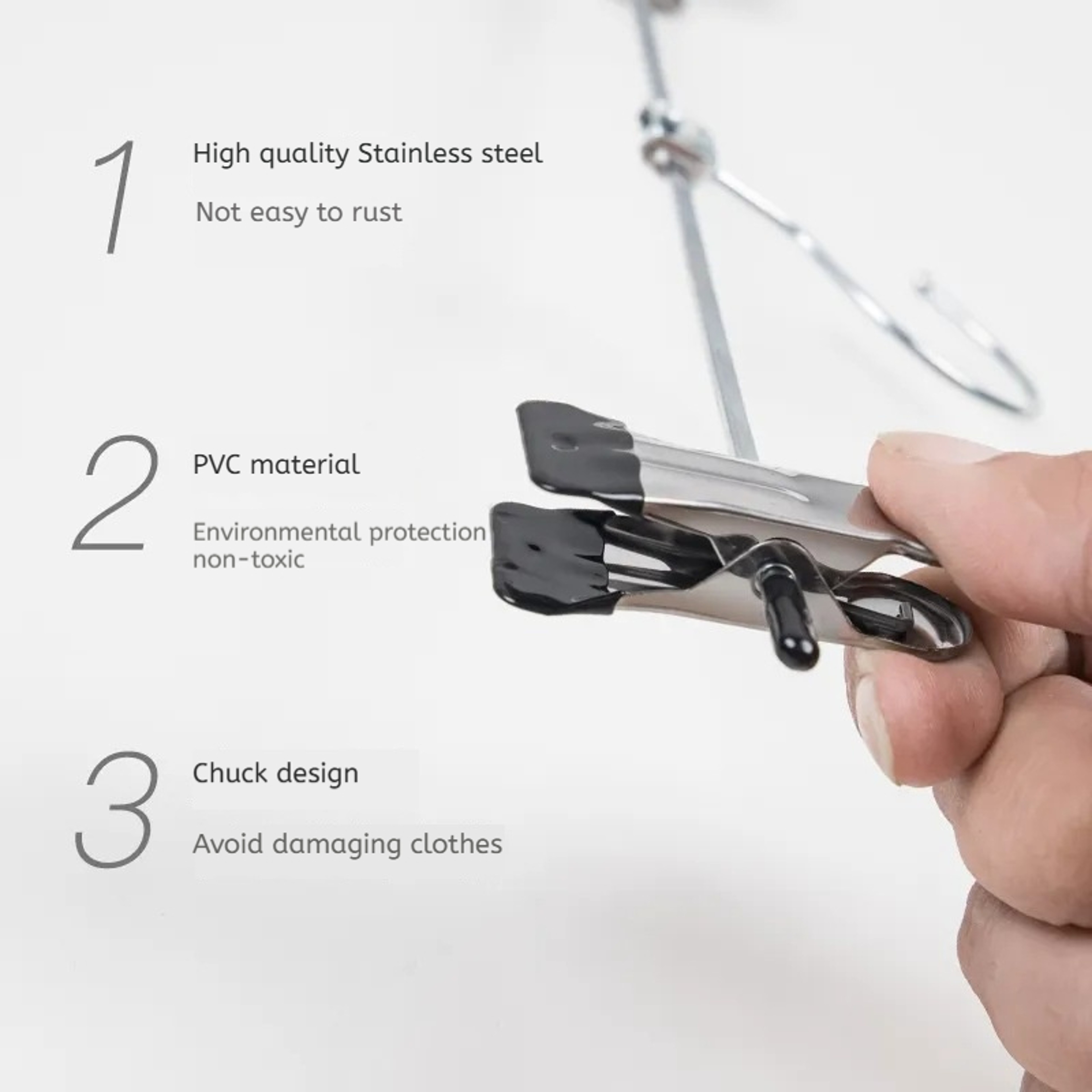 Adjustable Metal Windproof Hanger Non-slip Coat Pants Hangers with Clips for Home Drying Closets Storage Racks – view 4