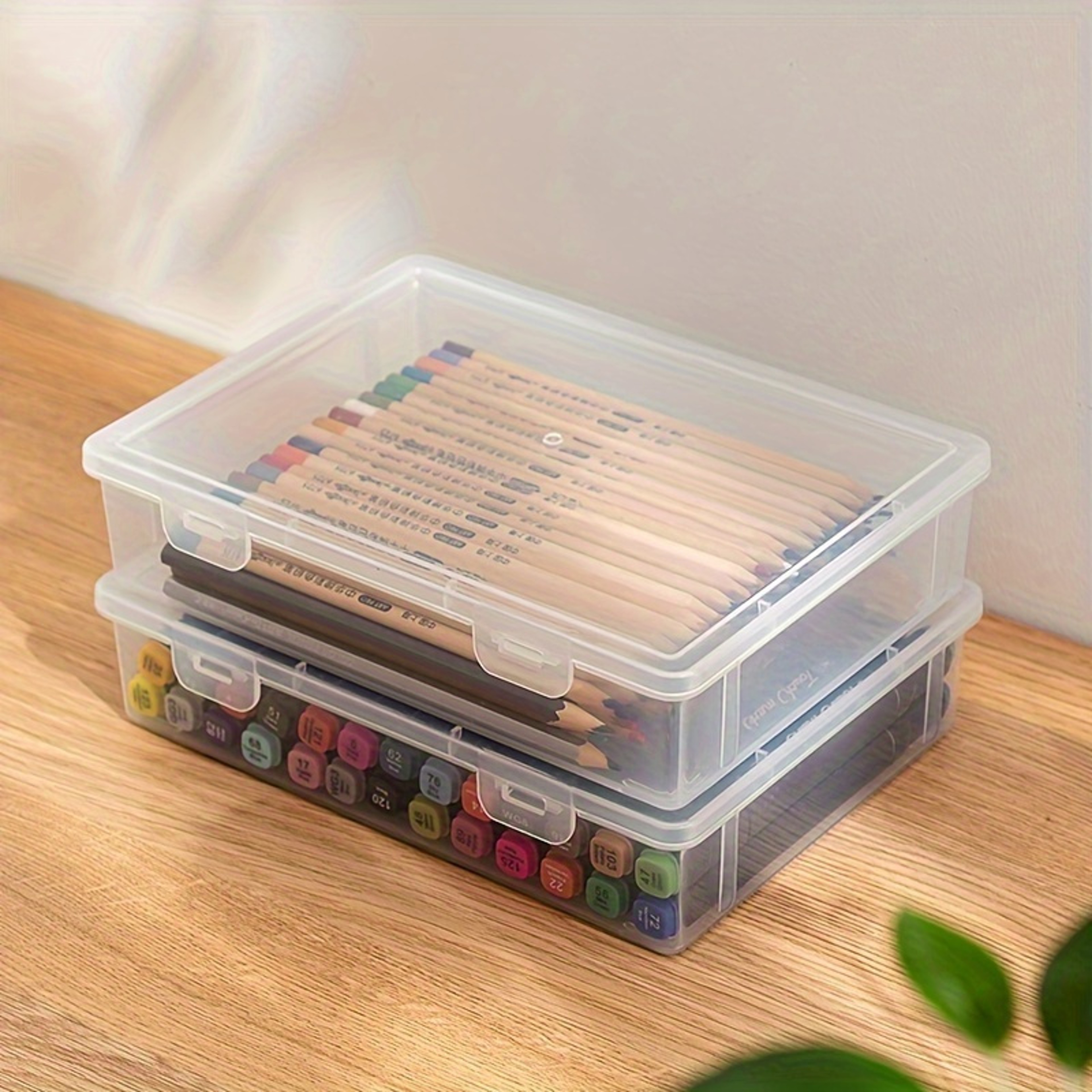 Large Capacity Transparent Plastic Pencil Case For Sketch Markers Colored Lead And Painting Storage 1