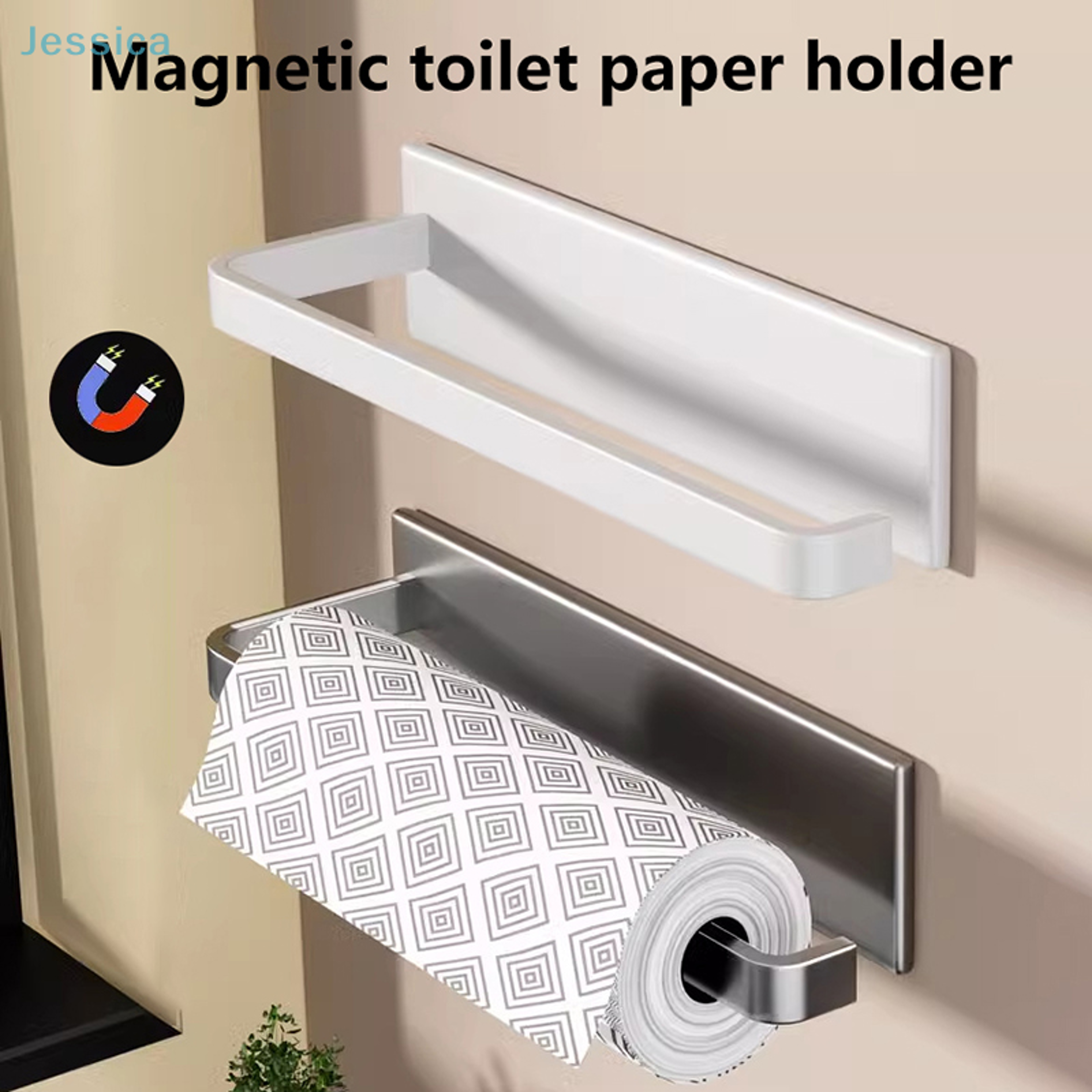 Kitchen Magnetic Paper Towel Holder Nodrill Cabinet Paper Roll Rack And Storage Shelf 1