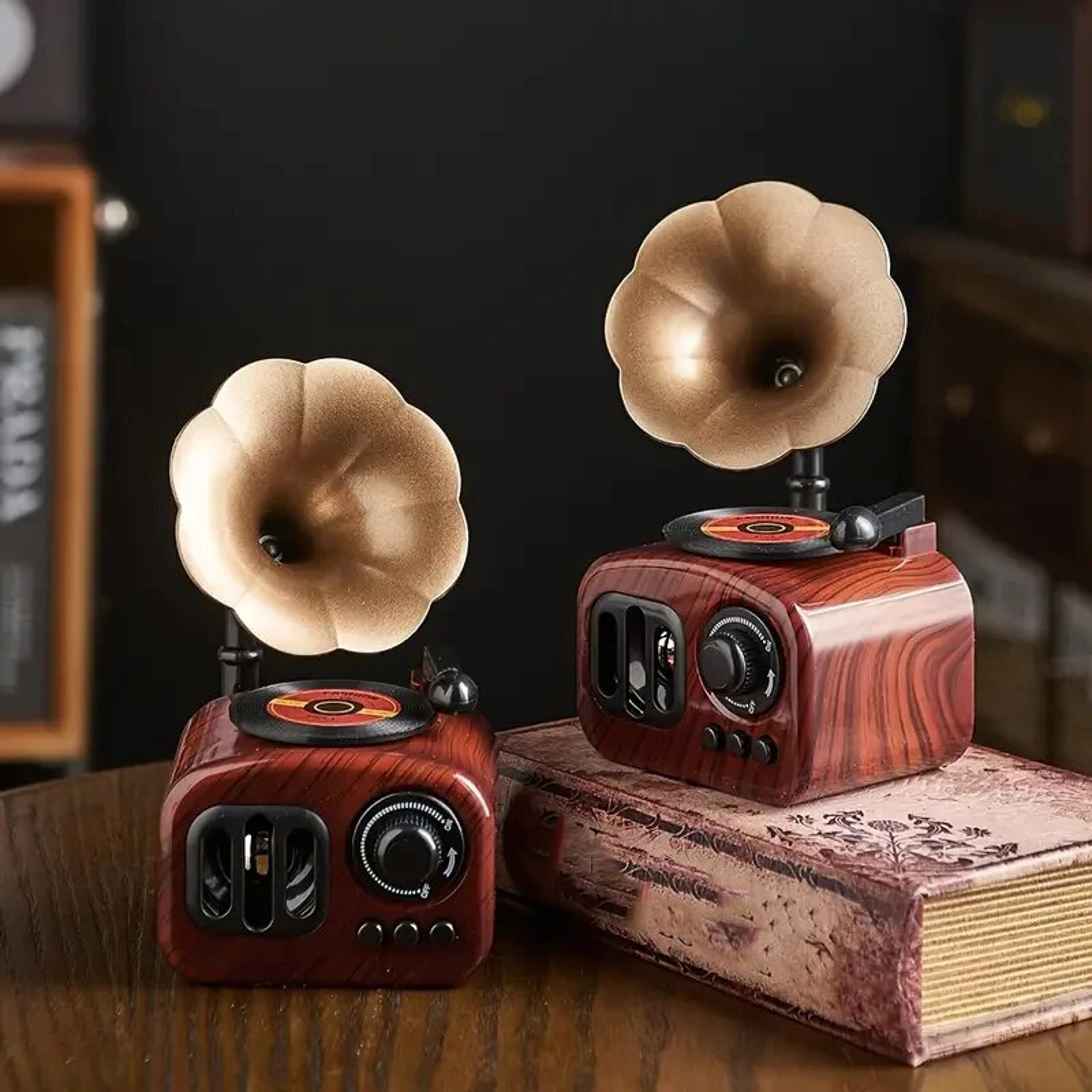 Music Box Vintage Gramophone Indoor Artwork Home Decoration Photography Props Holiday Gift 5