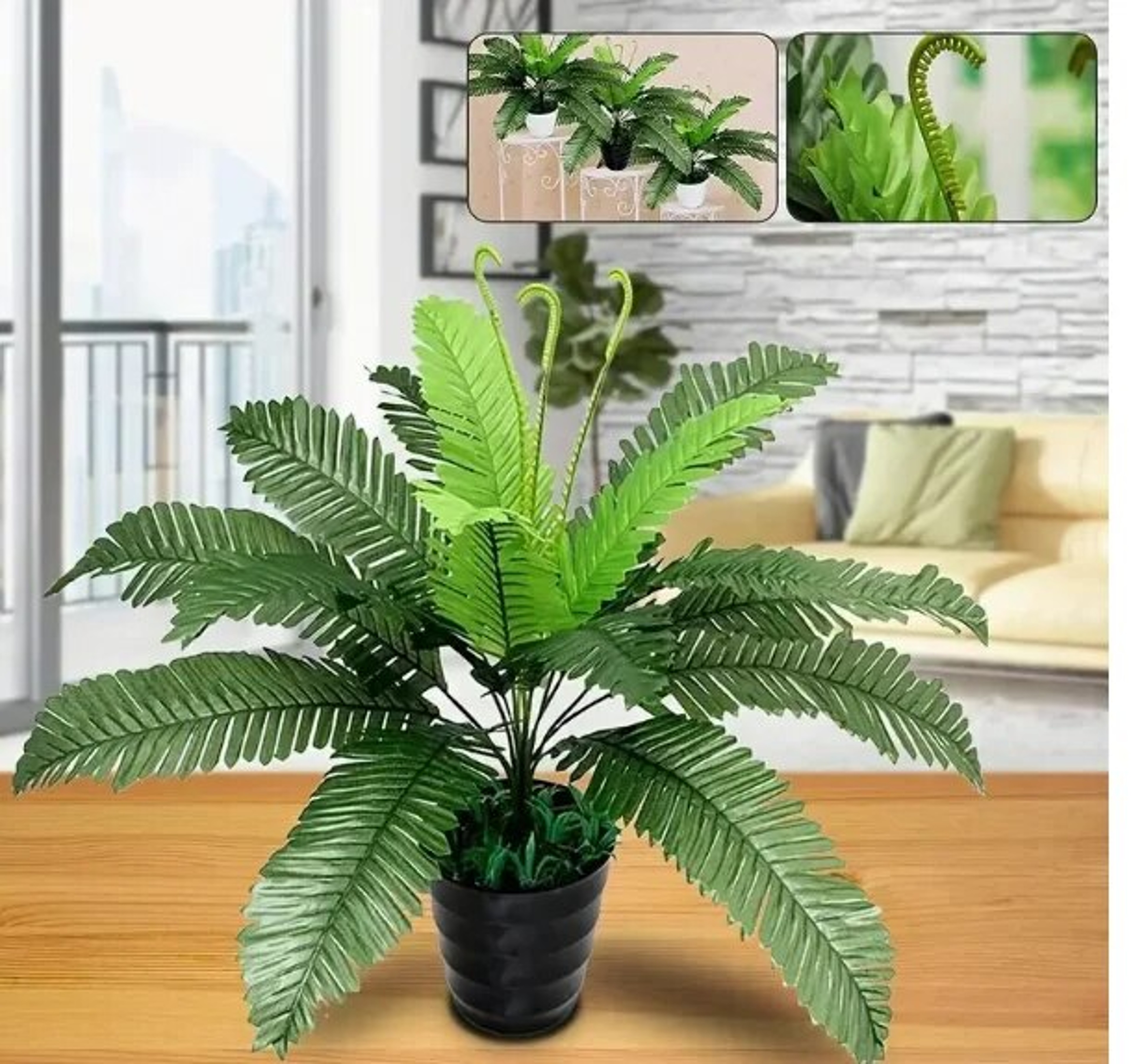 Artificial Plant Head Of Iron Leaves Simulated Silk Cloth Green Planting Palm Leaf Plant 3
