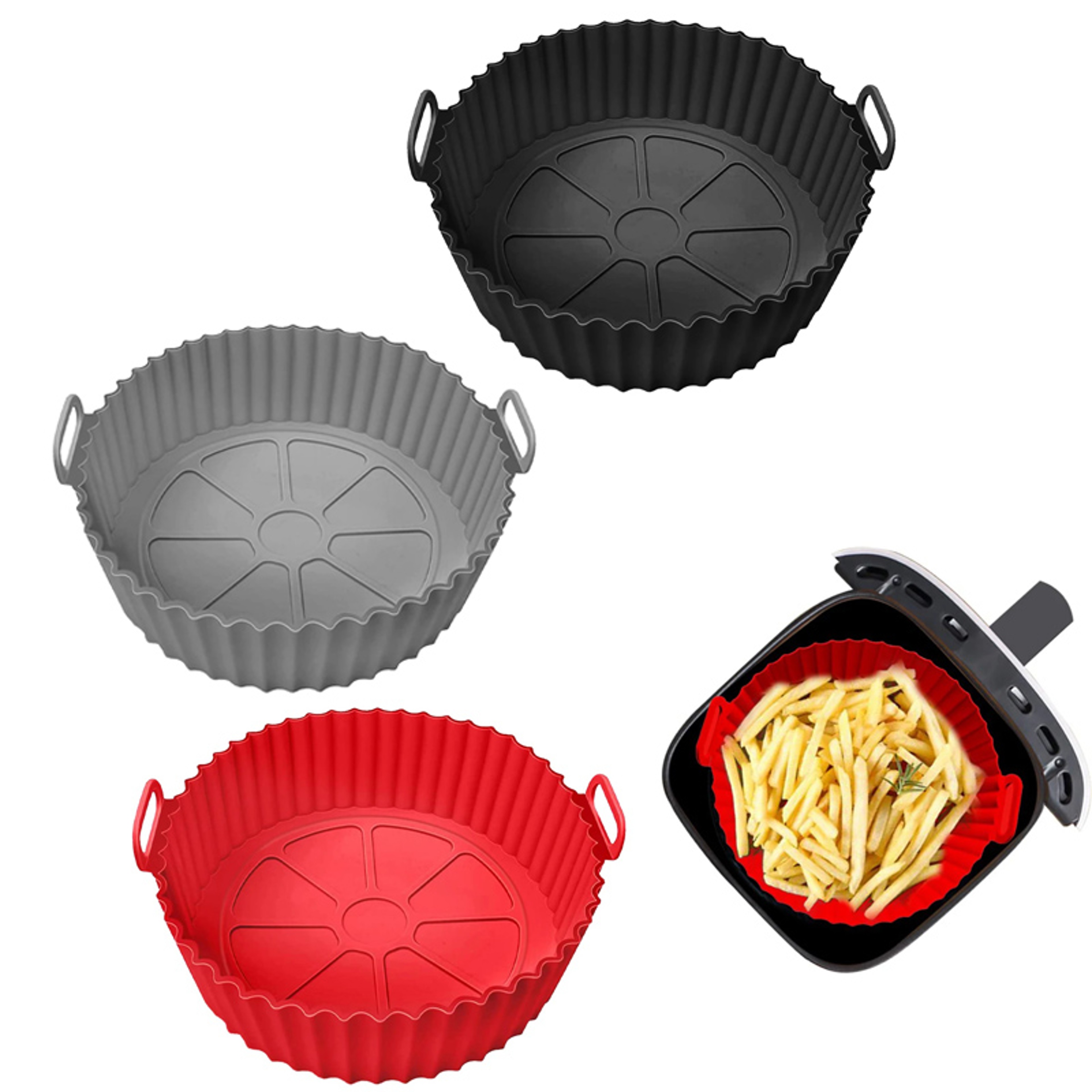 Air Fryer Silicone Pot Reusable Non Stick Food Safe Liners For Air Fryer Basket 0
