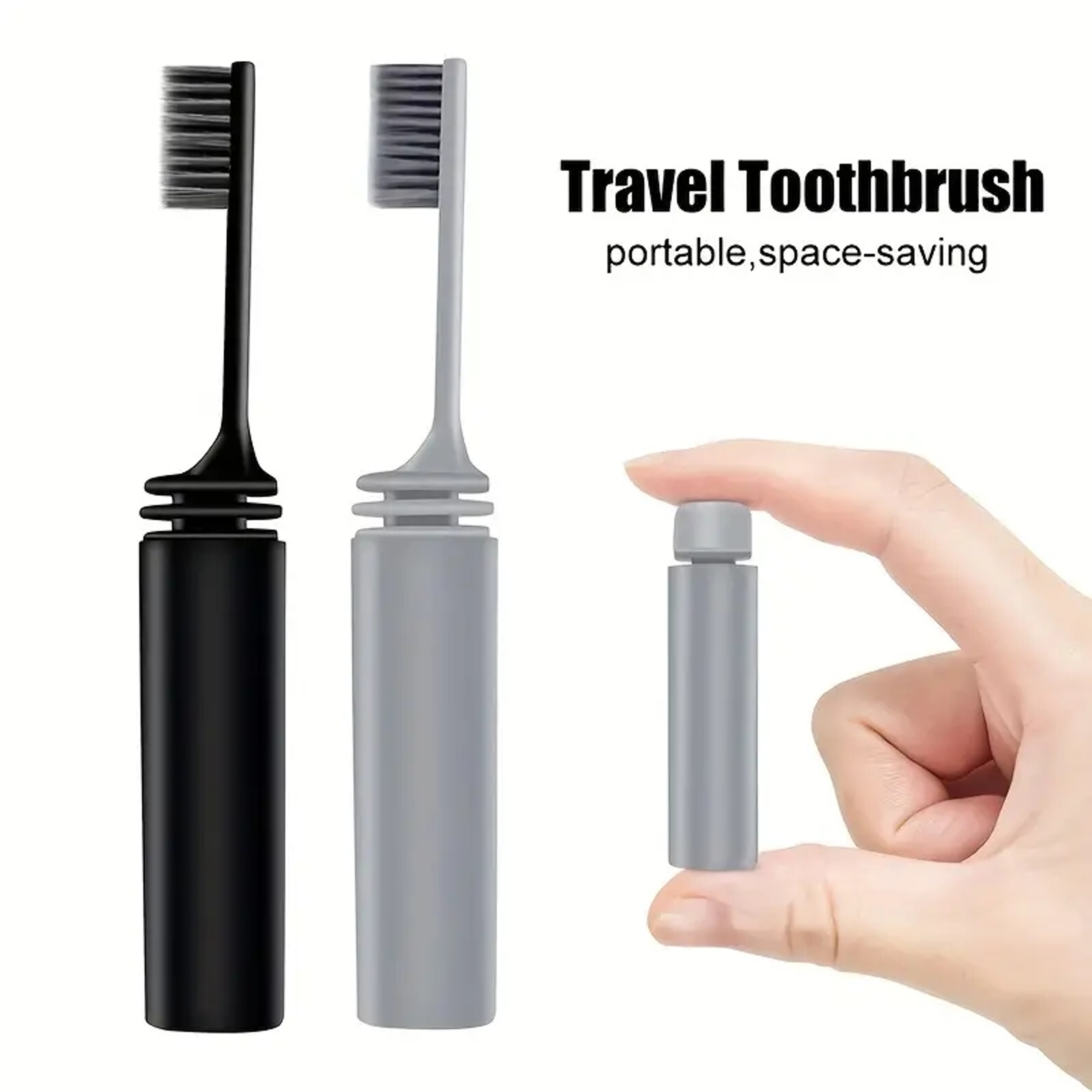 Portable Compact Charcoal Folding Toothbrush For Travel Camping And Hiking 0