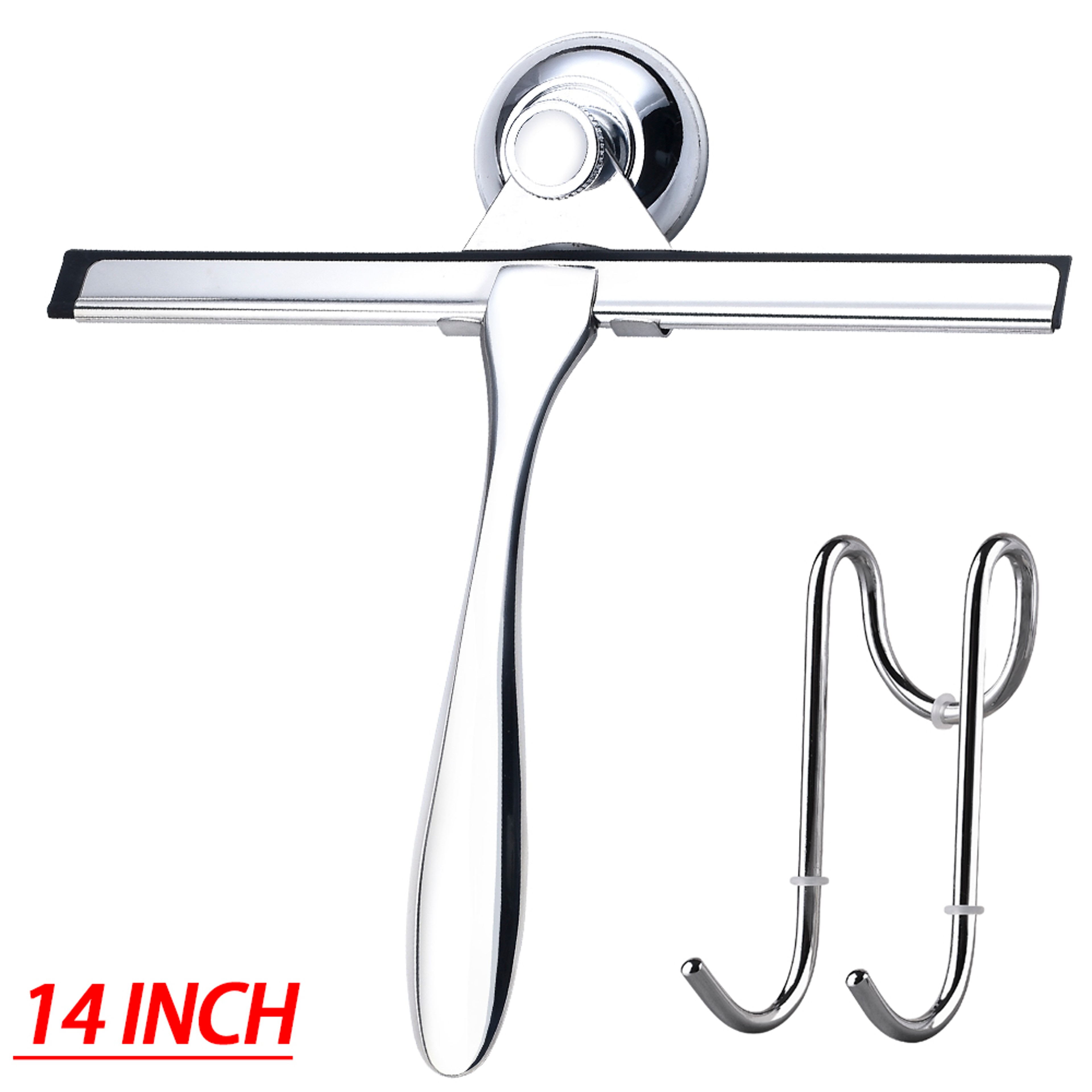 Window Wiper Silicone Rubber Shower Squeegee Blade With Suction Cup Hook For Bathroom Household Use 7
