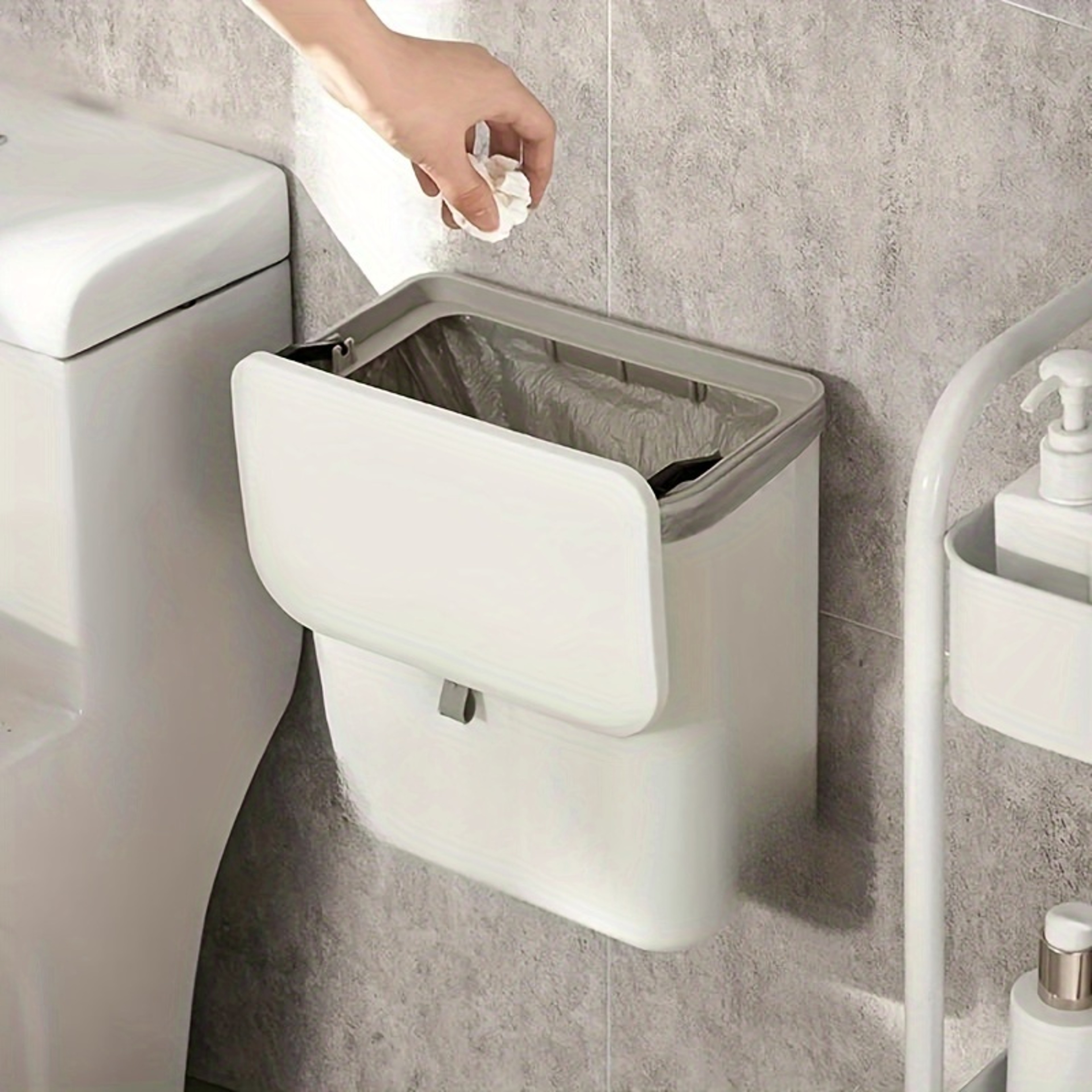 Effortless Cleanup White WallMounted Trash Bin For Kitchen Durable Plastic SpaceSaving MultiFunctio 6