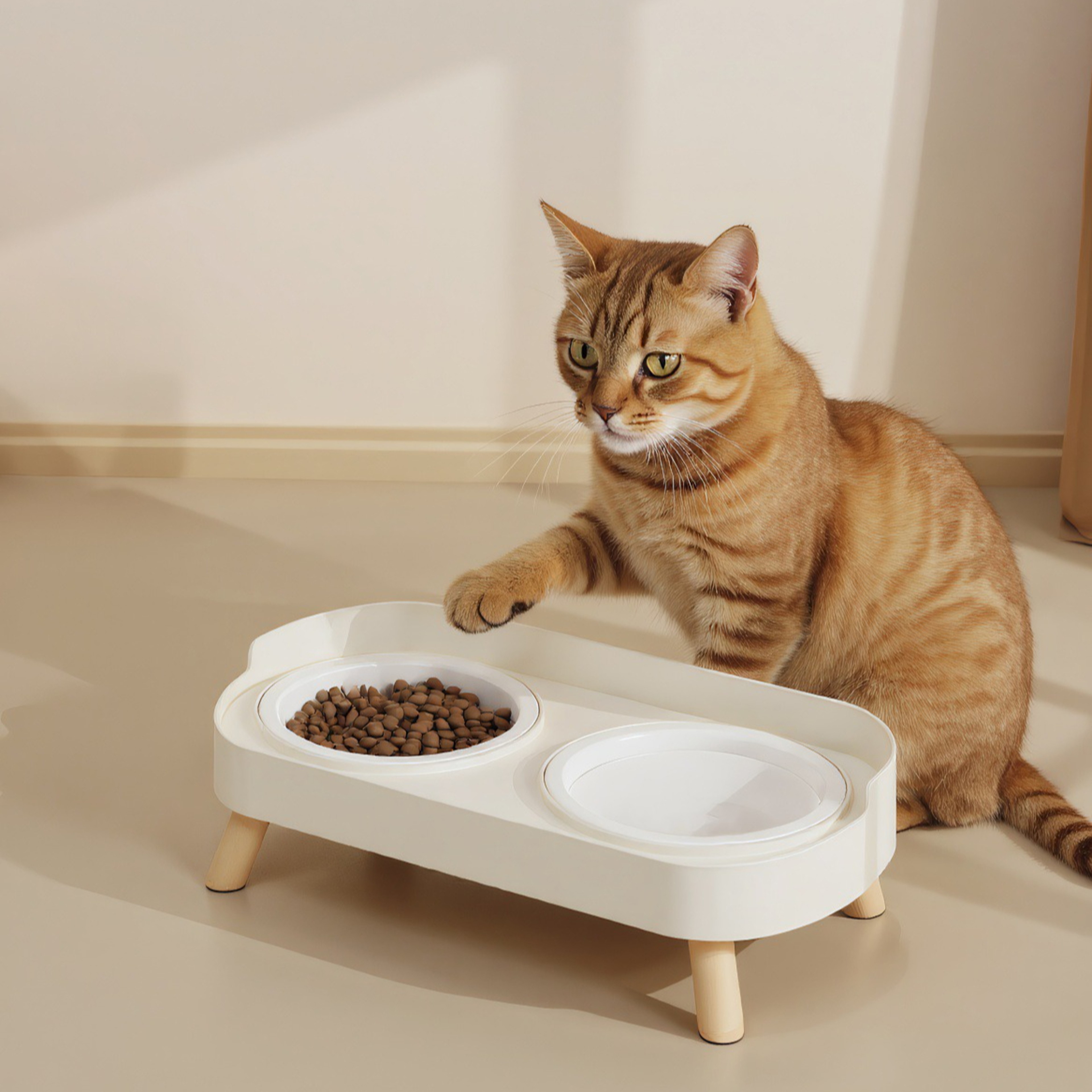 Double Pet Bowl No Spill Elevated Feeder With Stand Anti Slip Neck Support For Cats And Dogs 0