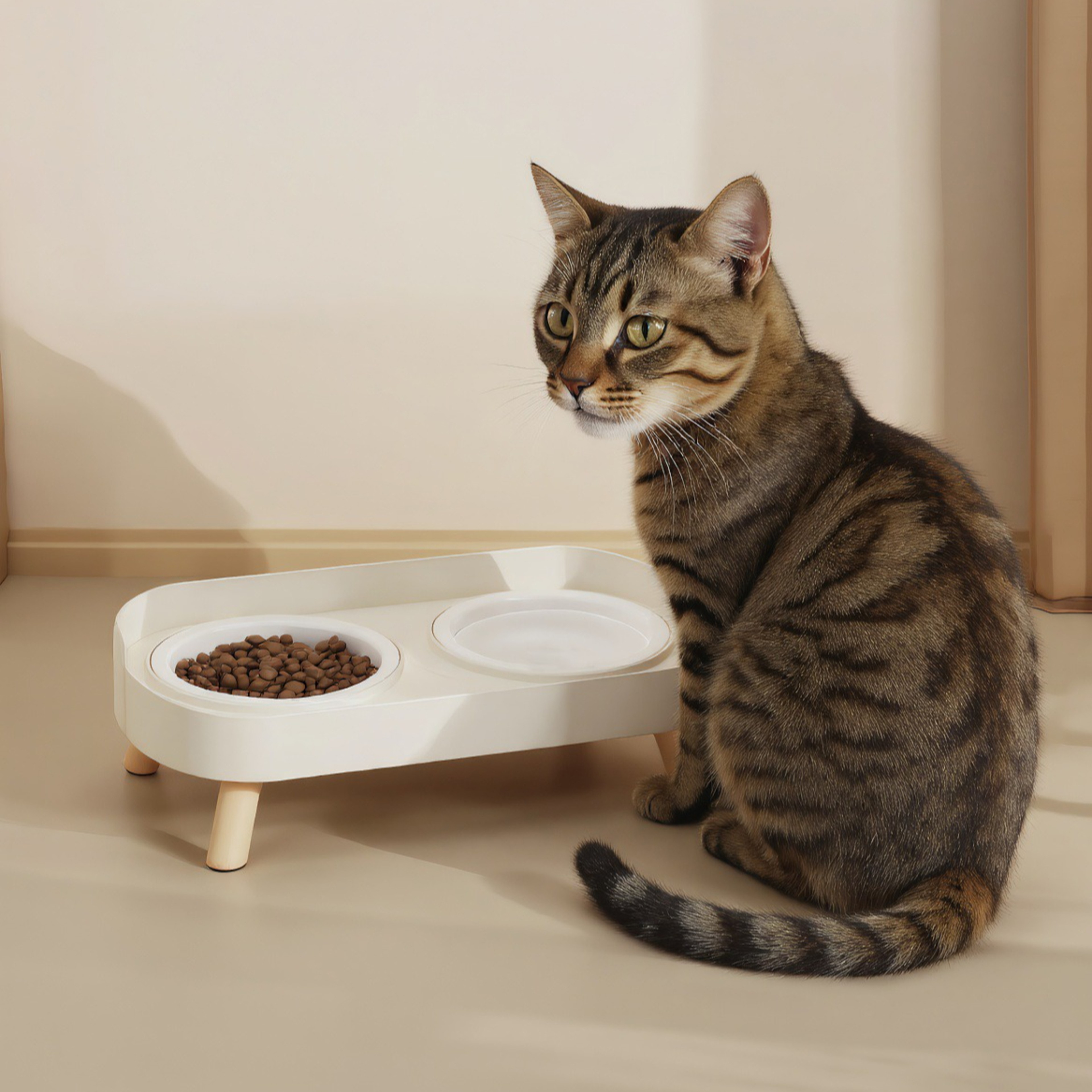 Double Pet Bowl No Spill Elevated Feeder With Stand Anti Slip Neck Support For Cats And Dogs 3