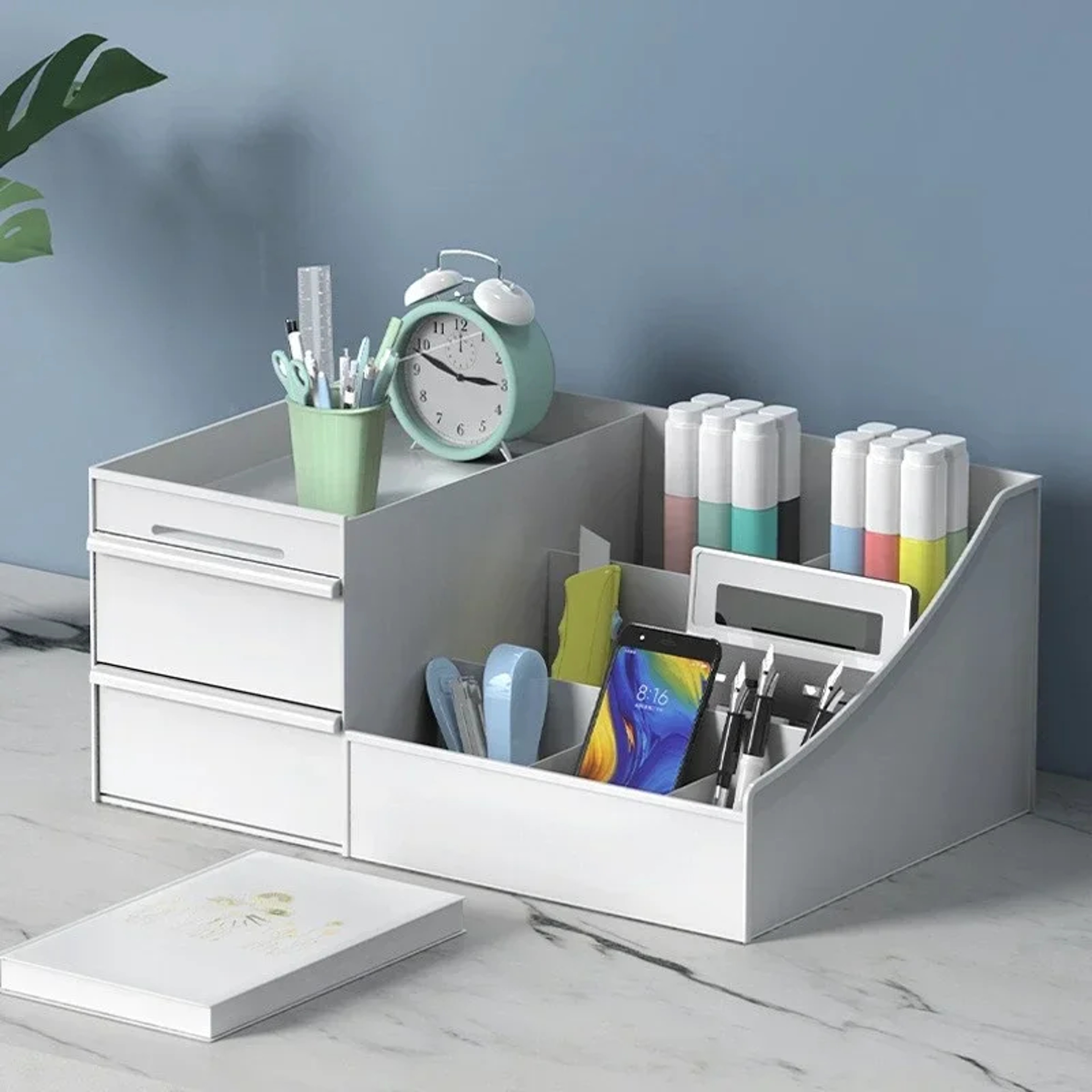 Makeup Organizer for Vanity Desktop Storage Box with Drawers for Lipstick, Brushes & Lotions – view 4