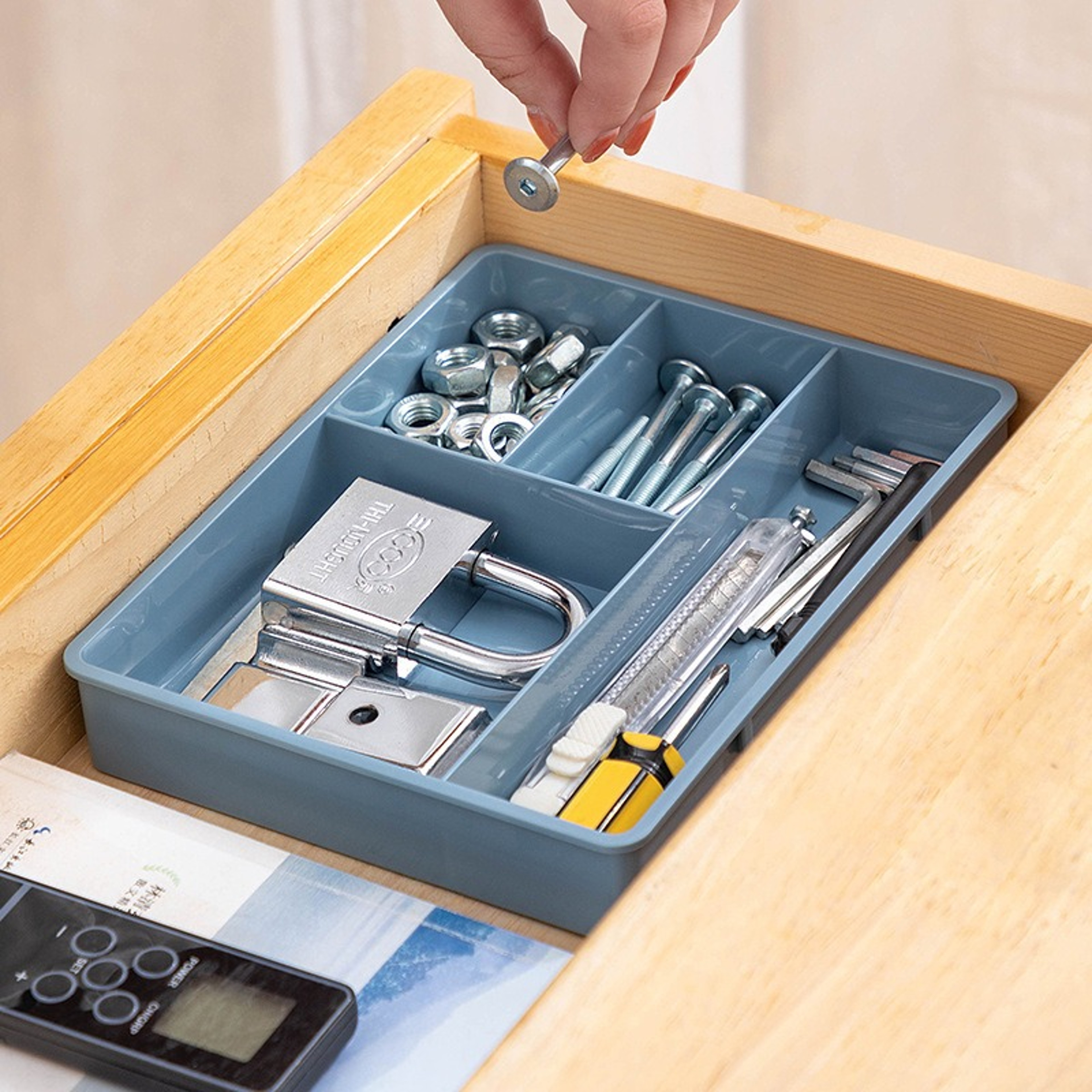 Multi-Cell Table Drawer Storage Case Stackable Jewelry, Makeup & Office Organizer for Desk – view 3