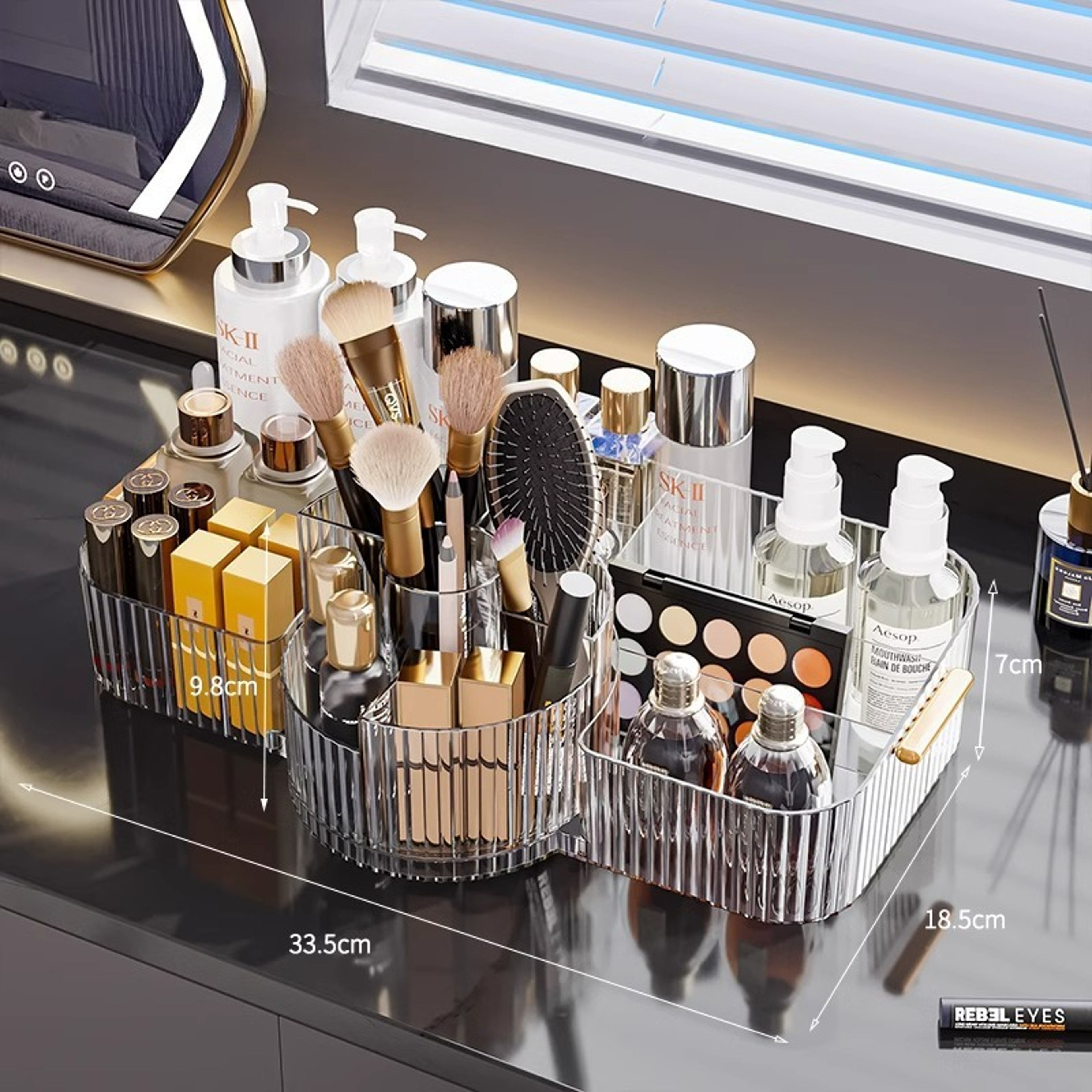 Rotating Acrylic Cosmetics Storage Box Large Capacity Organizer for Makeup Brushes & Lipstick – view 7