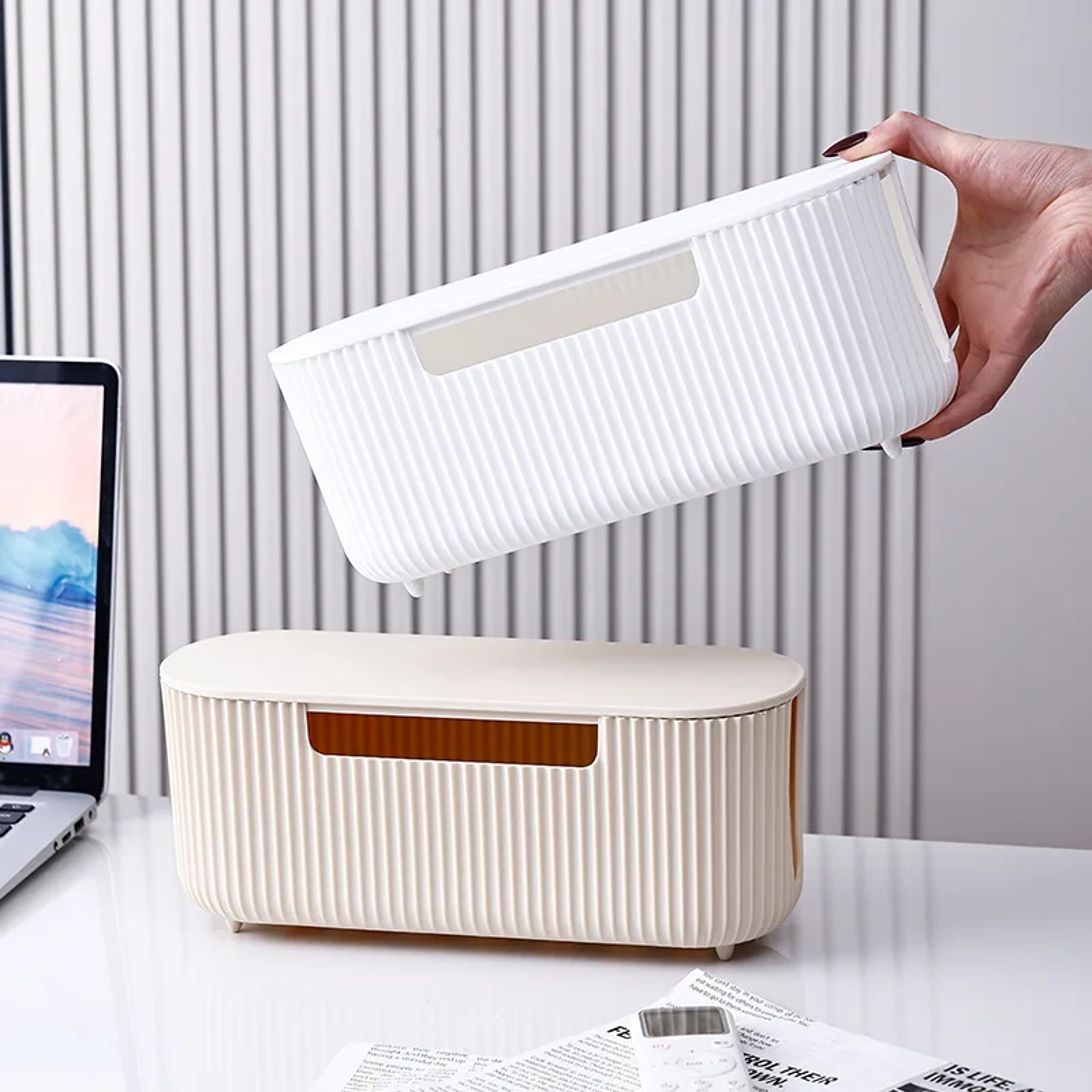 Cable Management Box Dustproof Desktop Power Strip Organizer For Home  Office 2