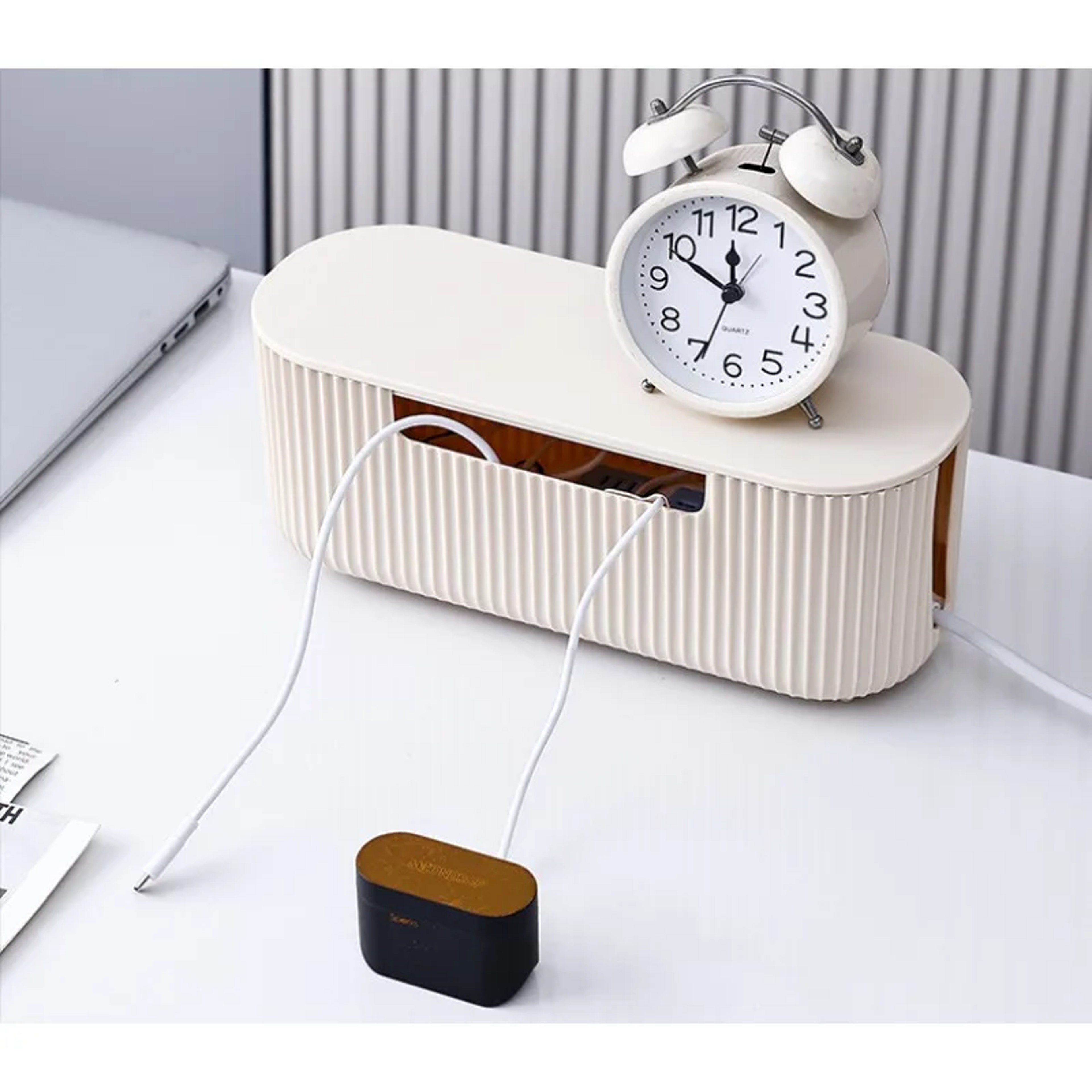 Cable Management Box Dustproof Desktop Power Strip Organizer For Home  Office 5