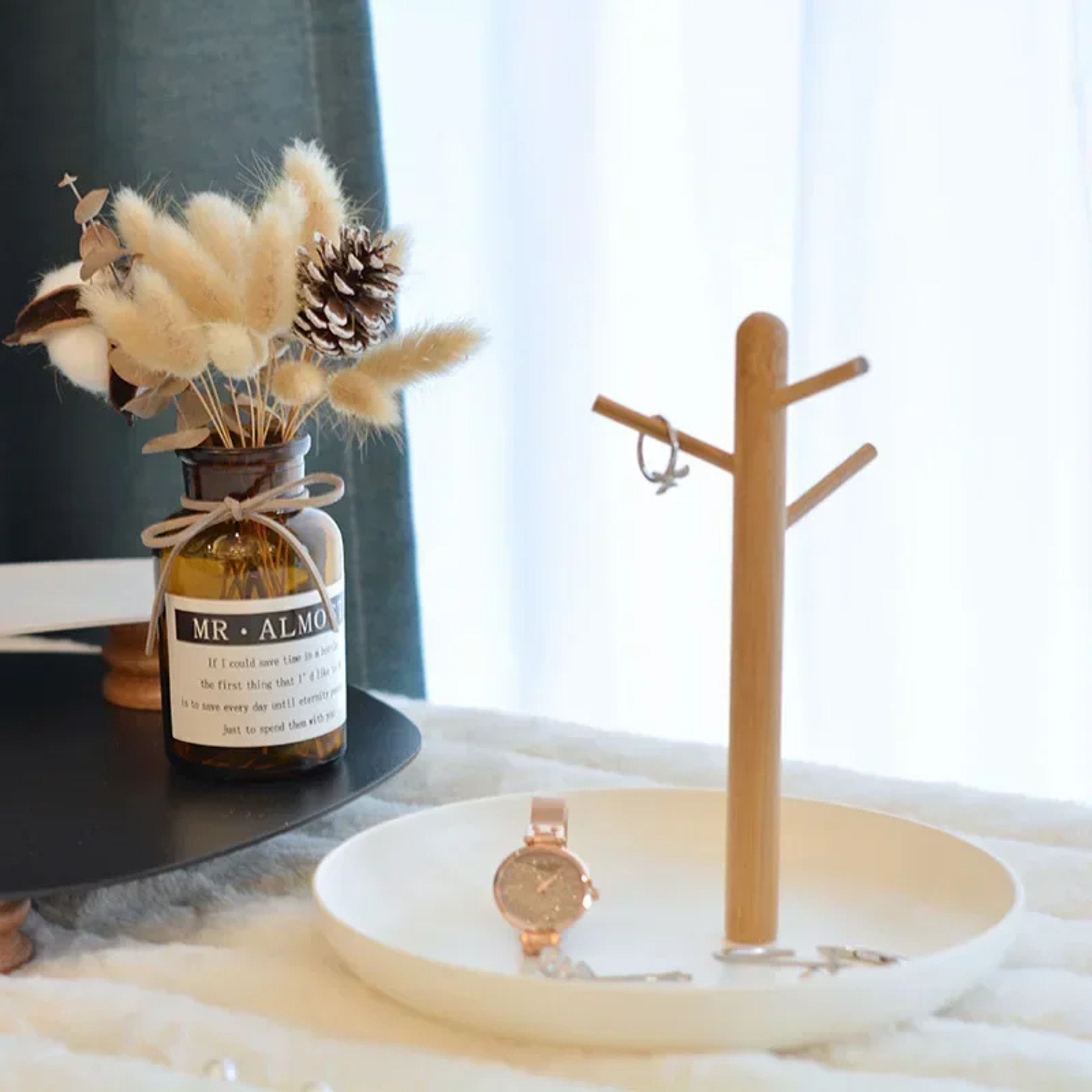 Nordic Bamboo Tree Branch Storage Tray Elegant Jewelry Display  Key Hanger For Living Room  Desktop 2