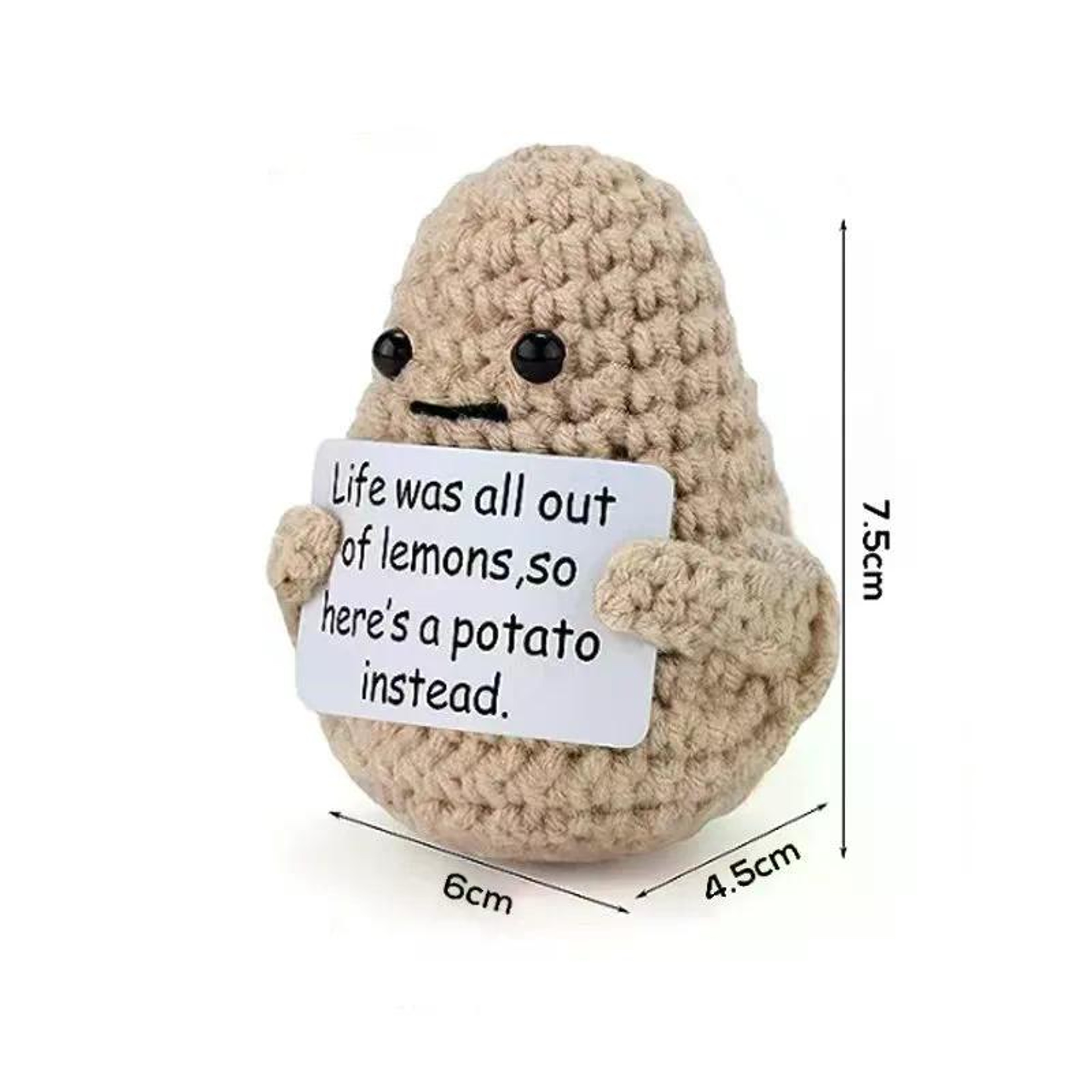 Mini Handmade Potato Hug Doll With Card Positive Energy Plush Knitting Gift 3