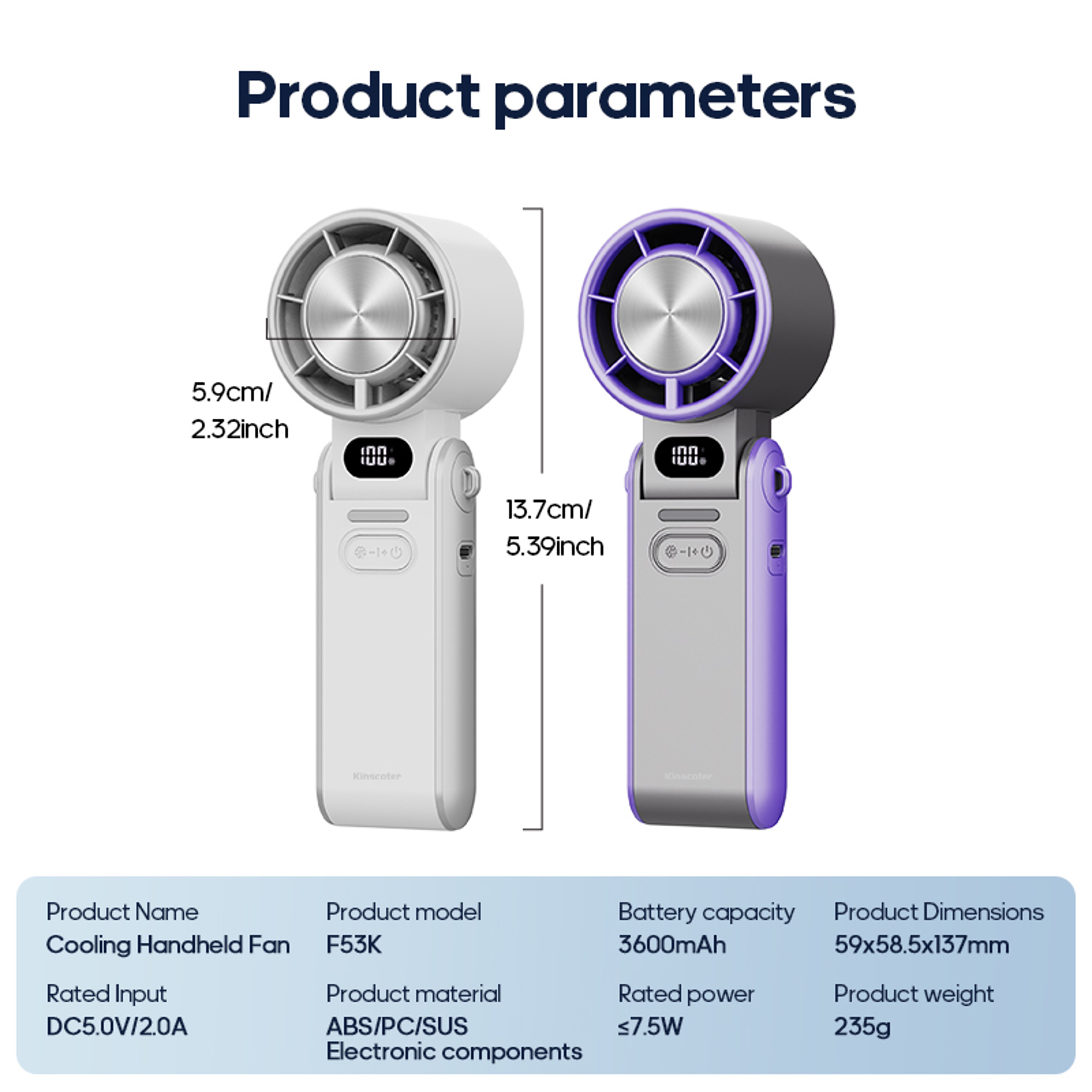 Rechargeable Handheld Fan Portable  Foldable With Lanyard For Outdoor Cooling 5