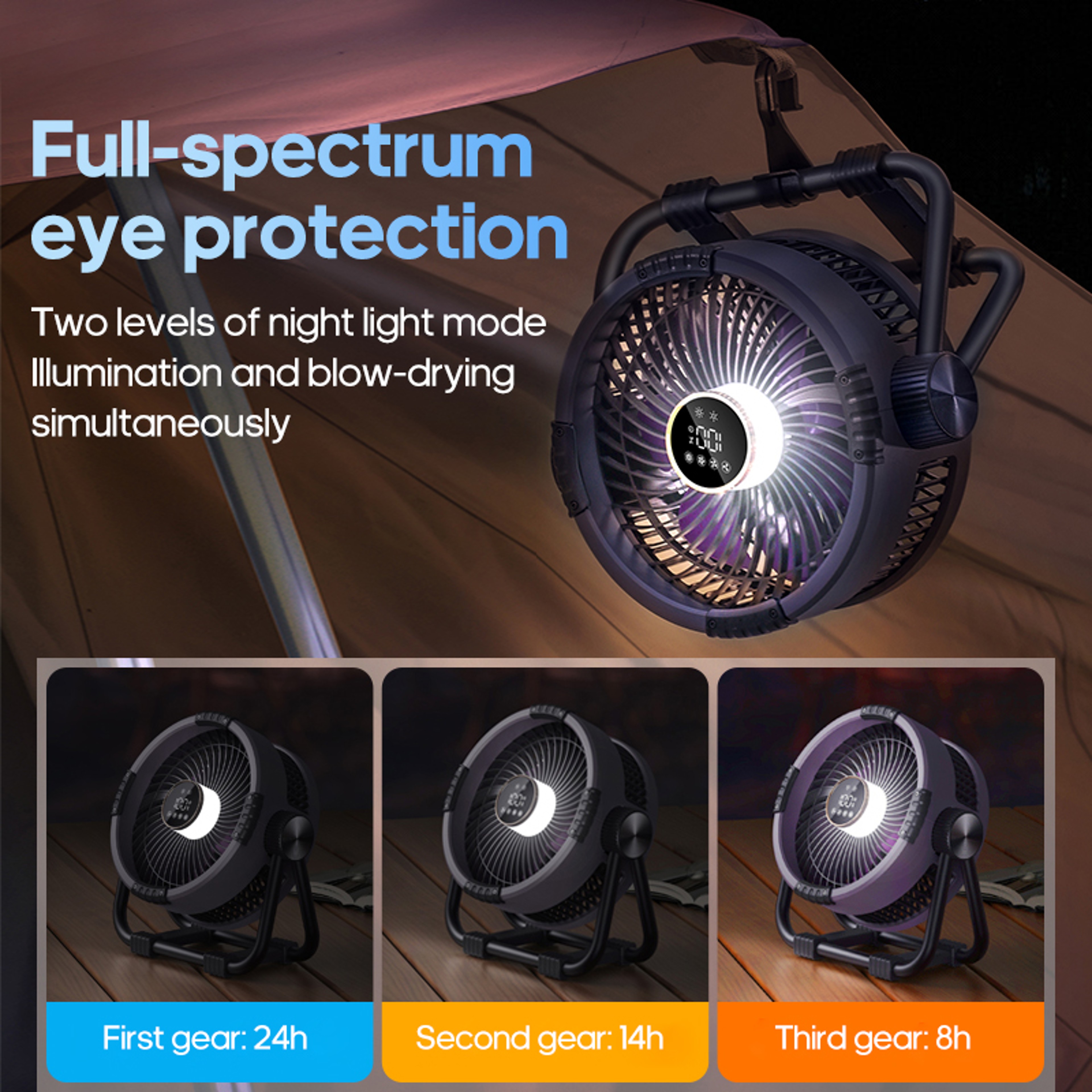Camping Fan Outdoor Ceiling Fan With LED Lighting  Power Bank 3