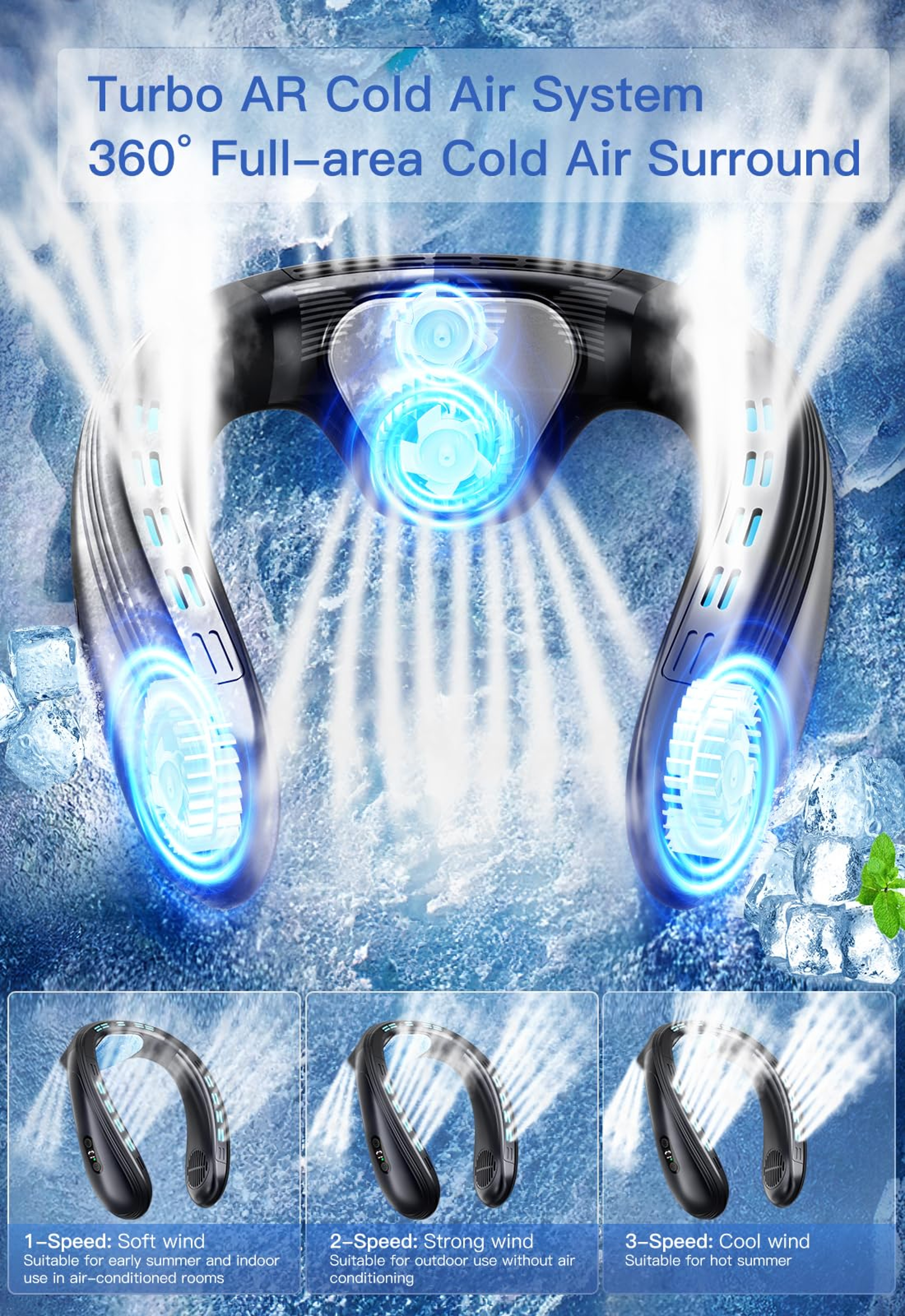 Wearable Neck Air Conditioner Portable Cooling Fan Rechargeable Bladeless Semiconductor Cooler 4