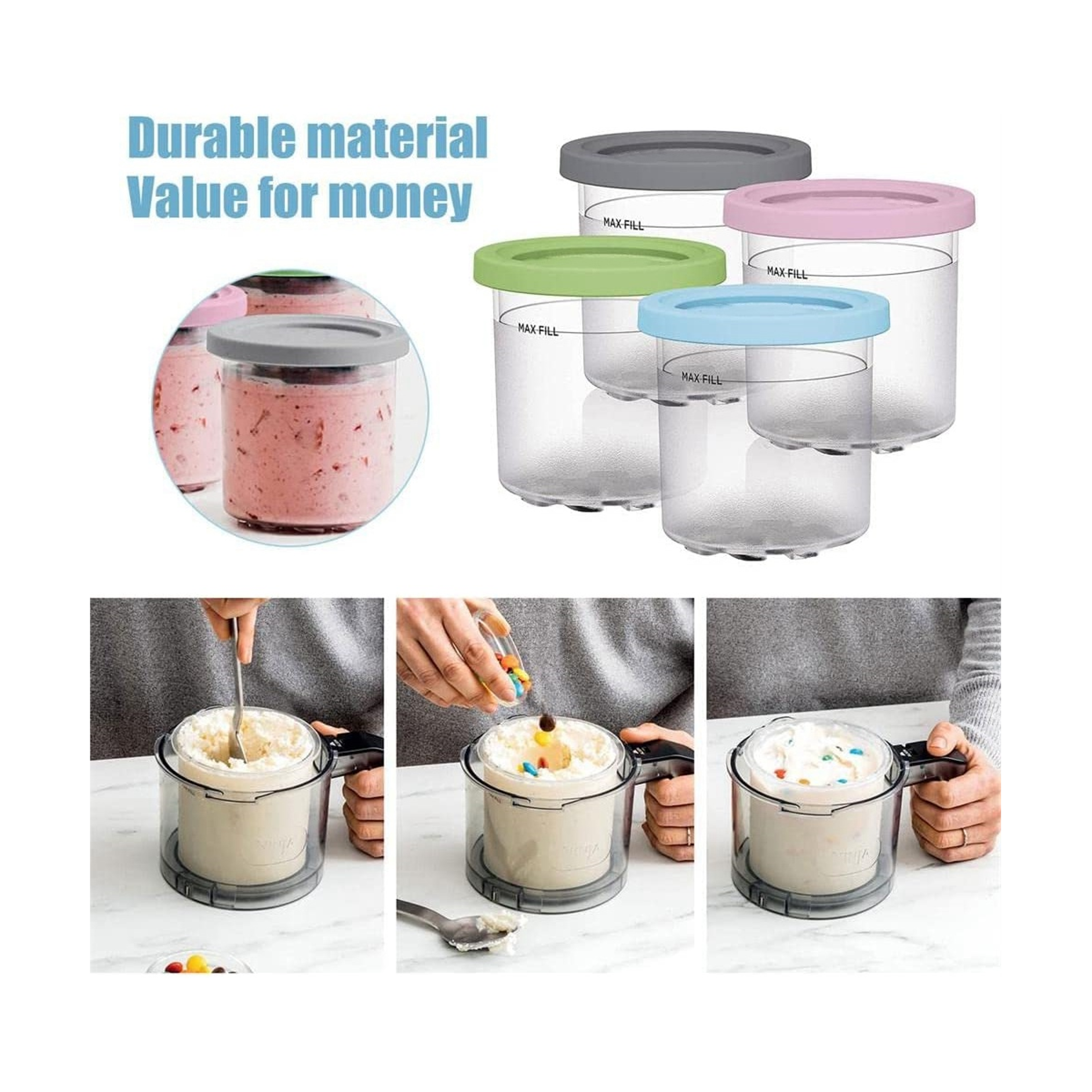 Ice Cream Containers With Lids For Ninja Creami Pints 1