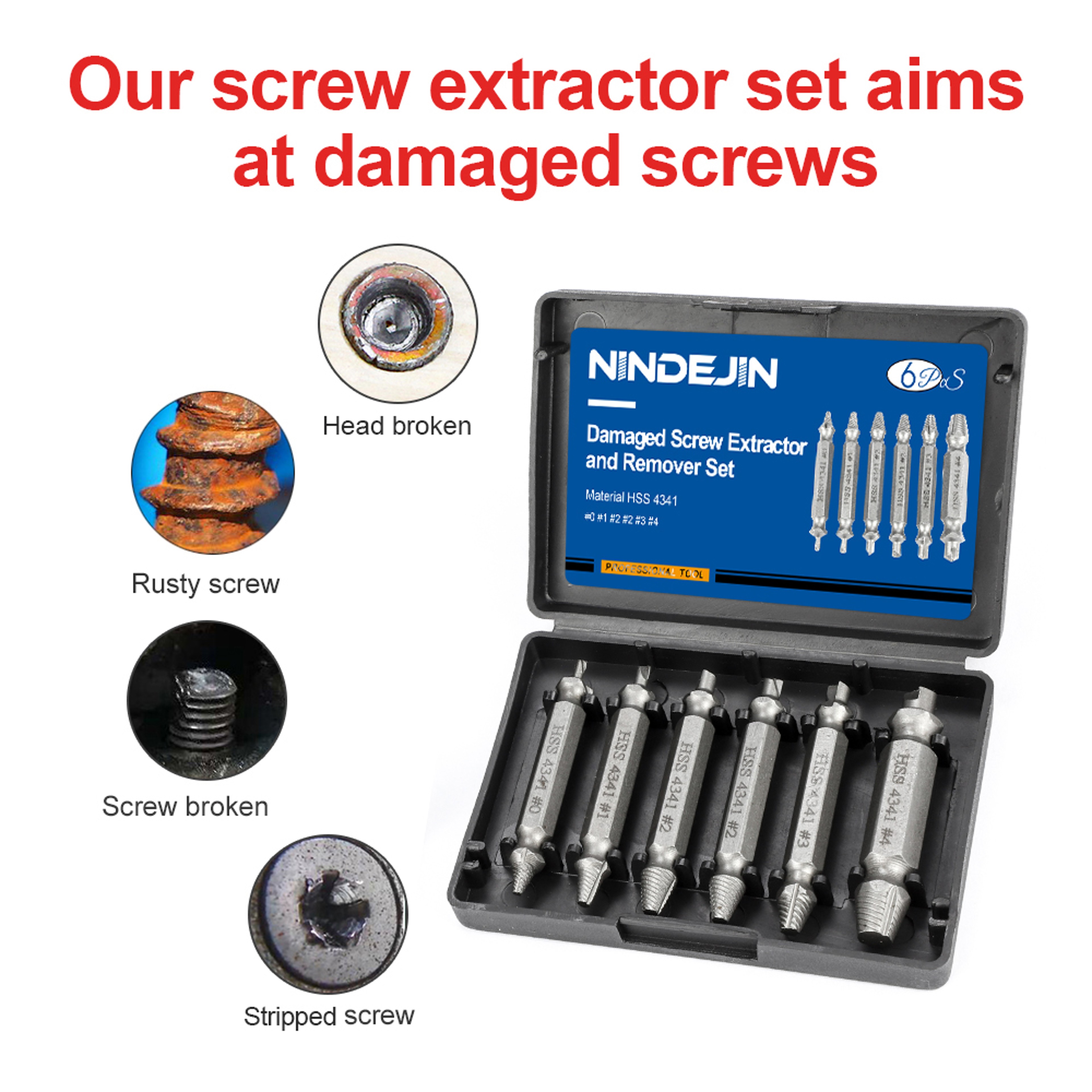 Damaged Screw Extractor Set Broken Bolt  Stud Remover Tool For Easy Repair 2