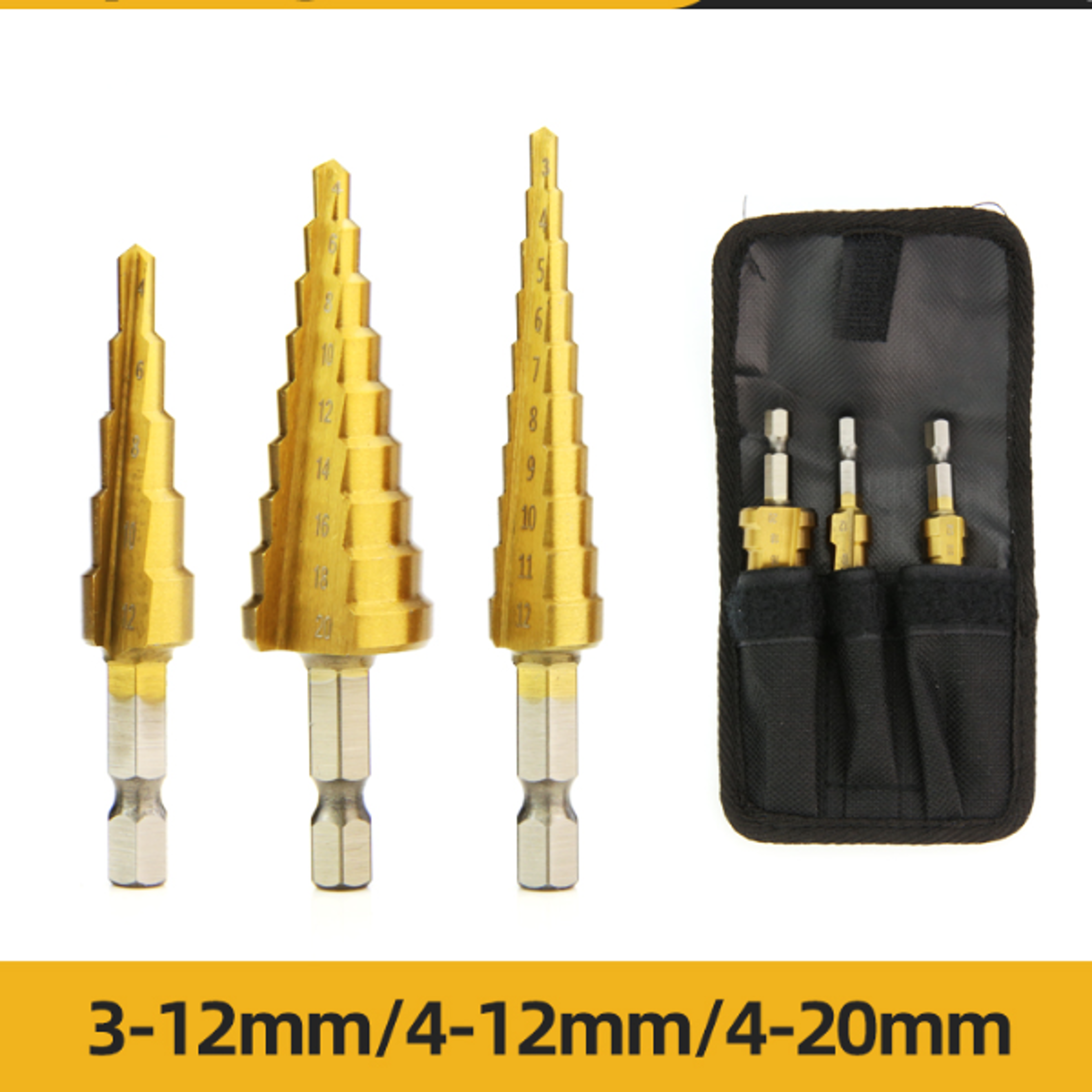 Titanium Step Drill Bit Set For Metal  Wood HighSpeed Durable Power Tool Accessory 5