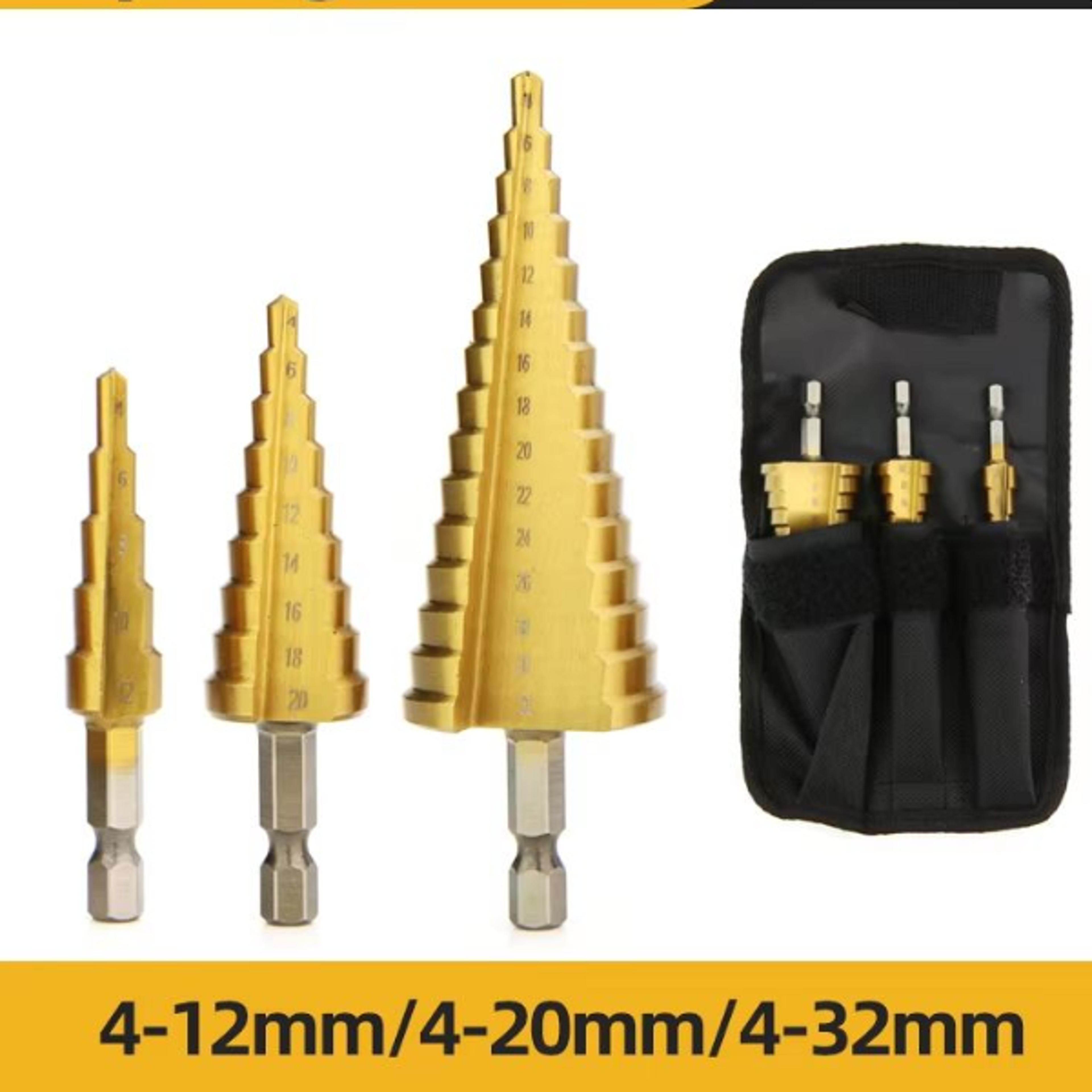 Titanium Step Drill Bit Set For Metal  Wood HighSpeed Durable Power Tool Accessory 6