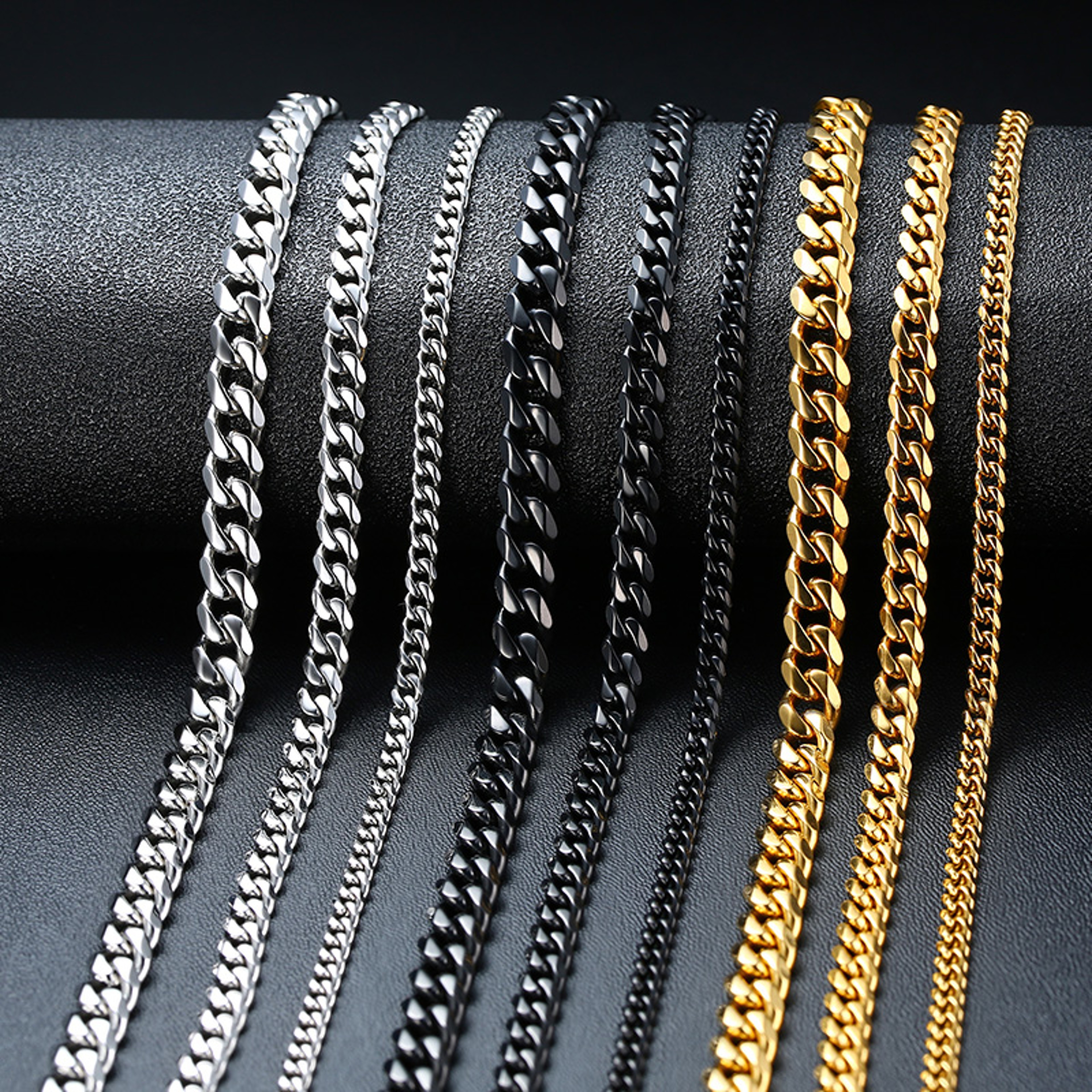 Cuban Chain Necklace For Men  Women Stainless Steel Curb Link Choker Vintage Solid Metal 0