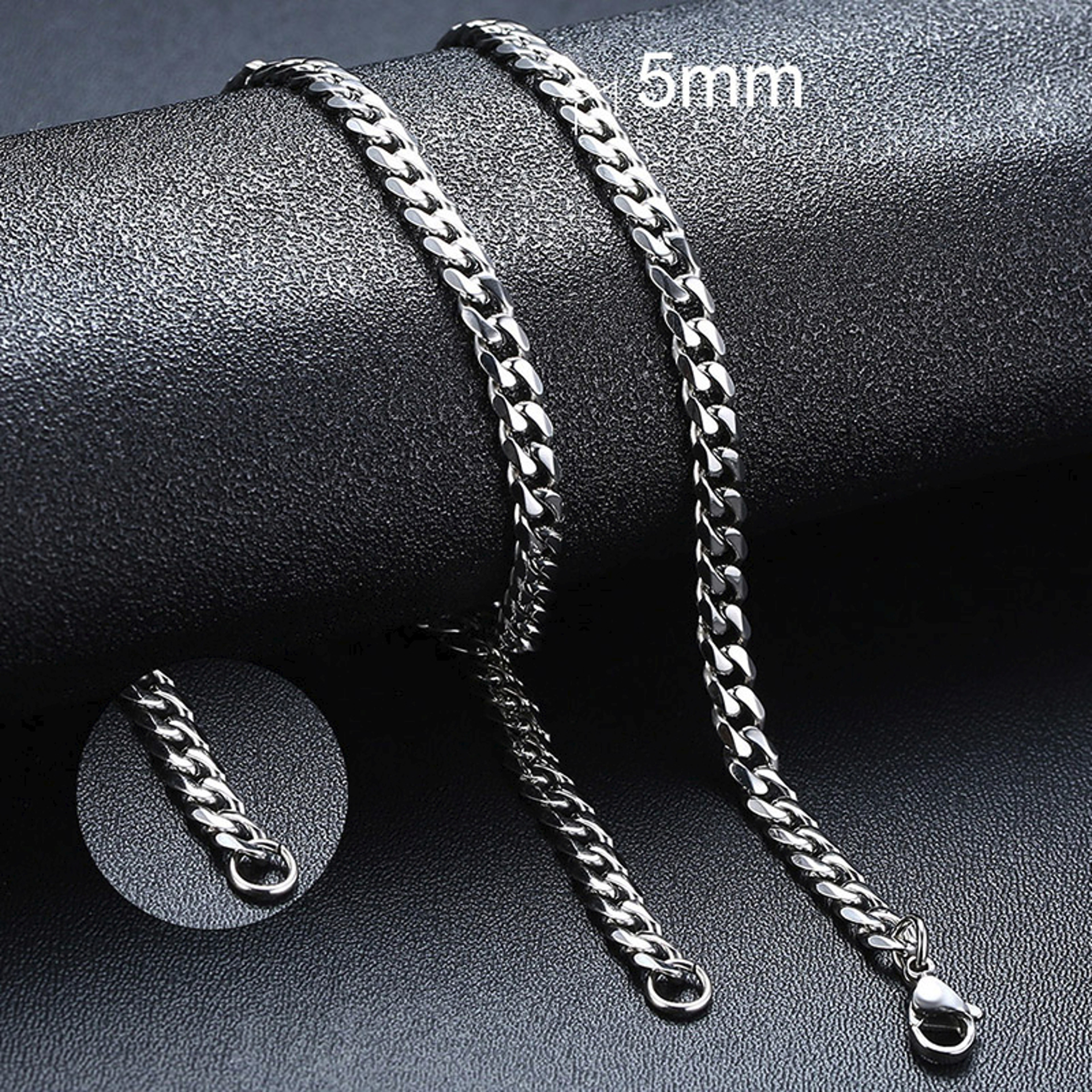 Cuban Chain Necklace For Men  Women Stainless Steel Curb Link Choker Vintage Solid Metal 6