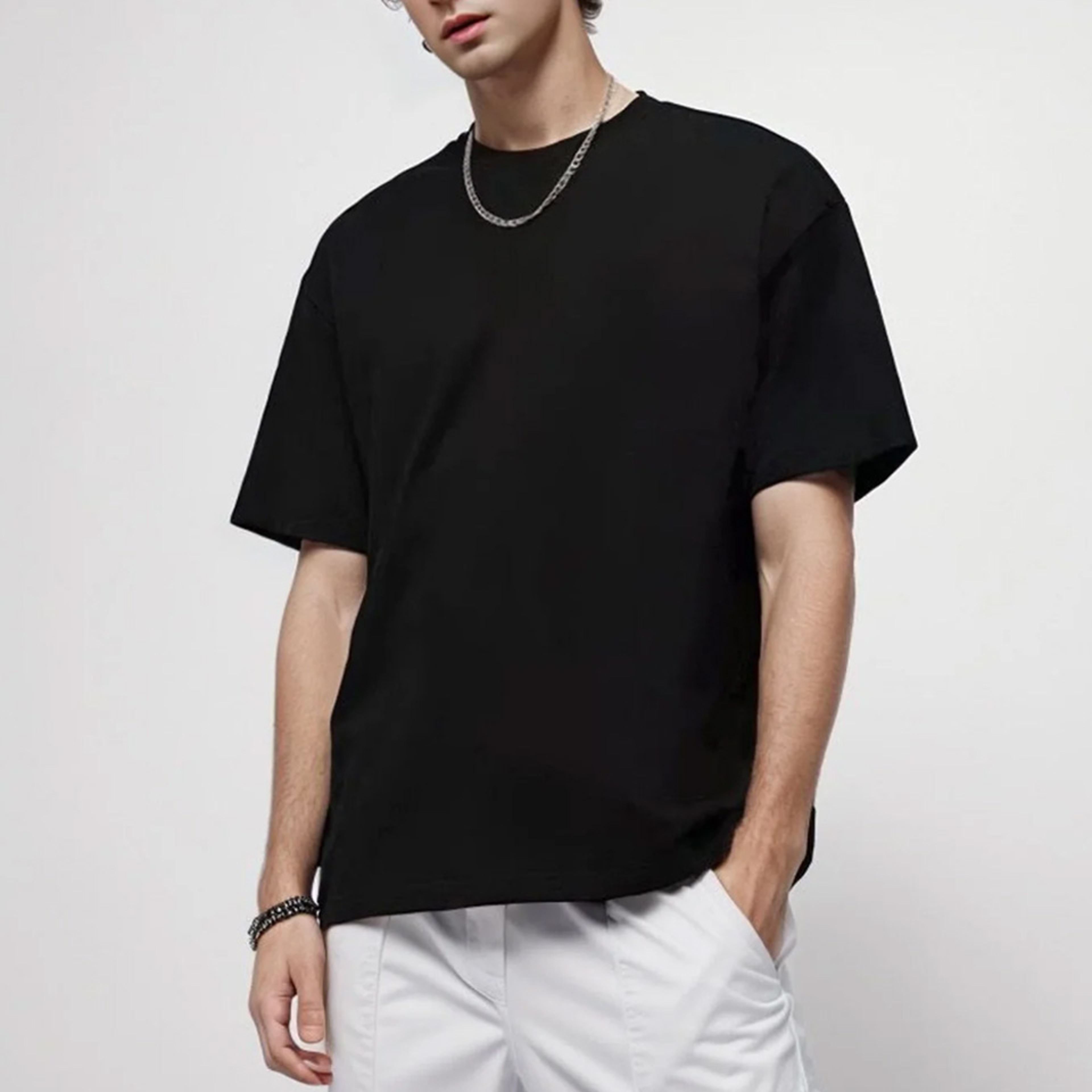 Heavy Cotton Plain TShirt For Men Trendy Casual Summer Short Sleeve Tee In Solid Color 1