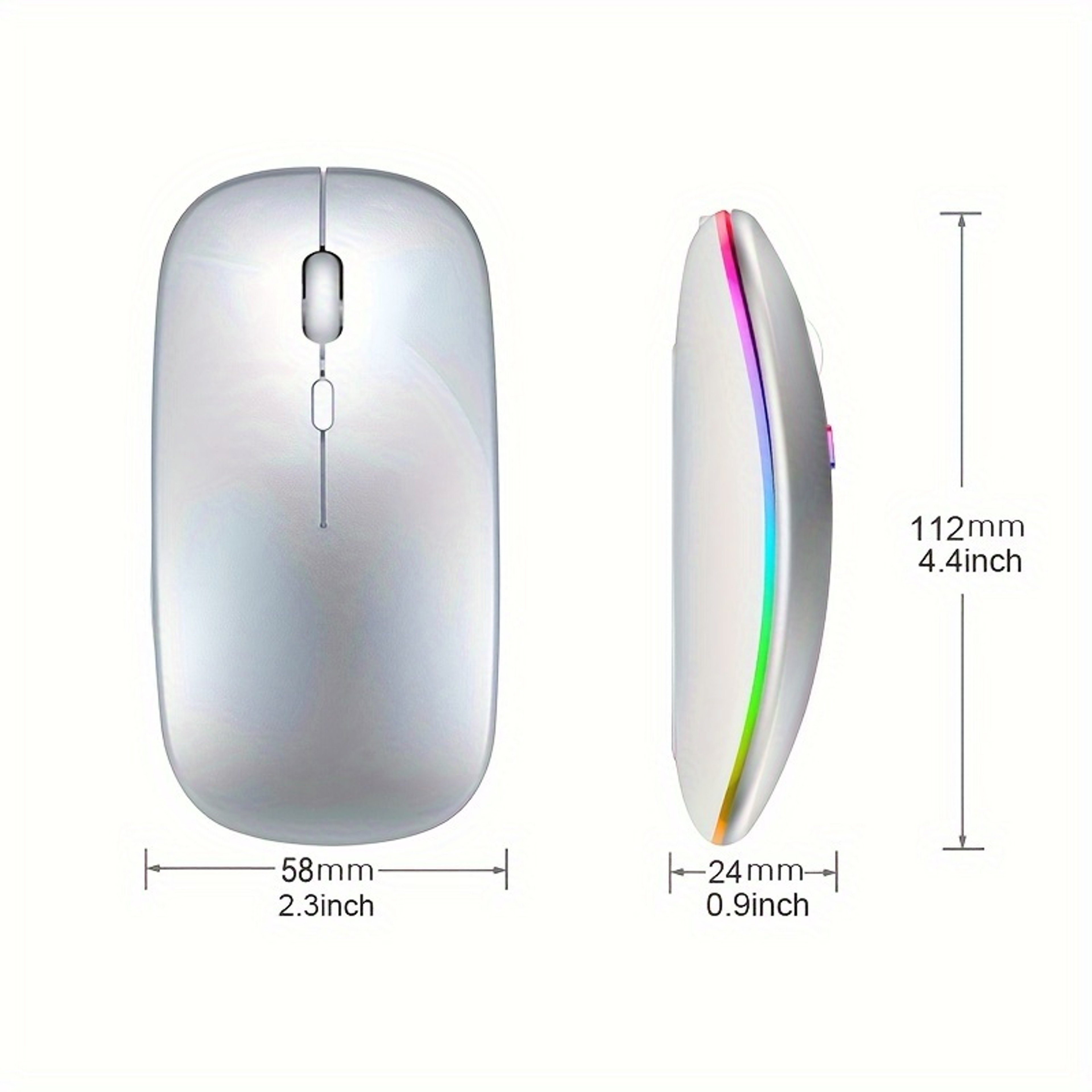 Wireless Mouse Bluetooth Dual Modes with RGB, Ergonomic, Silent Click Rechargeable – view 3