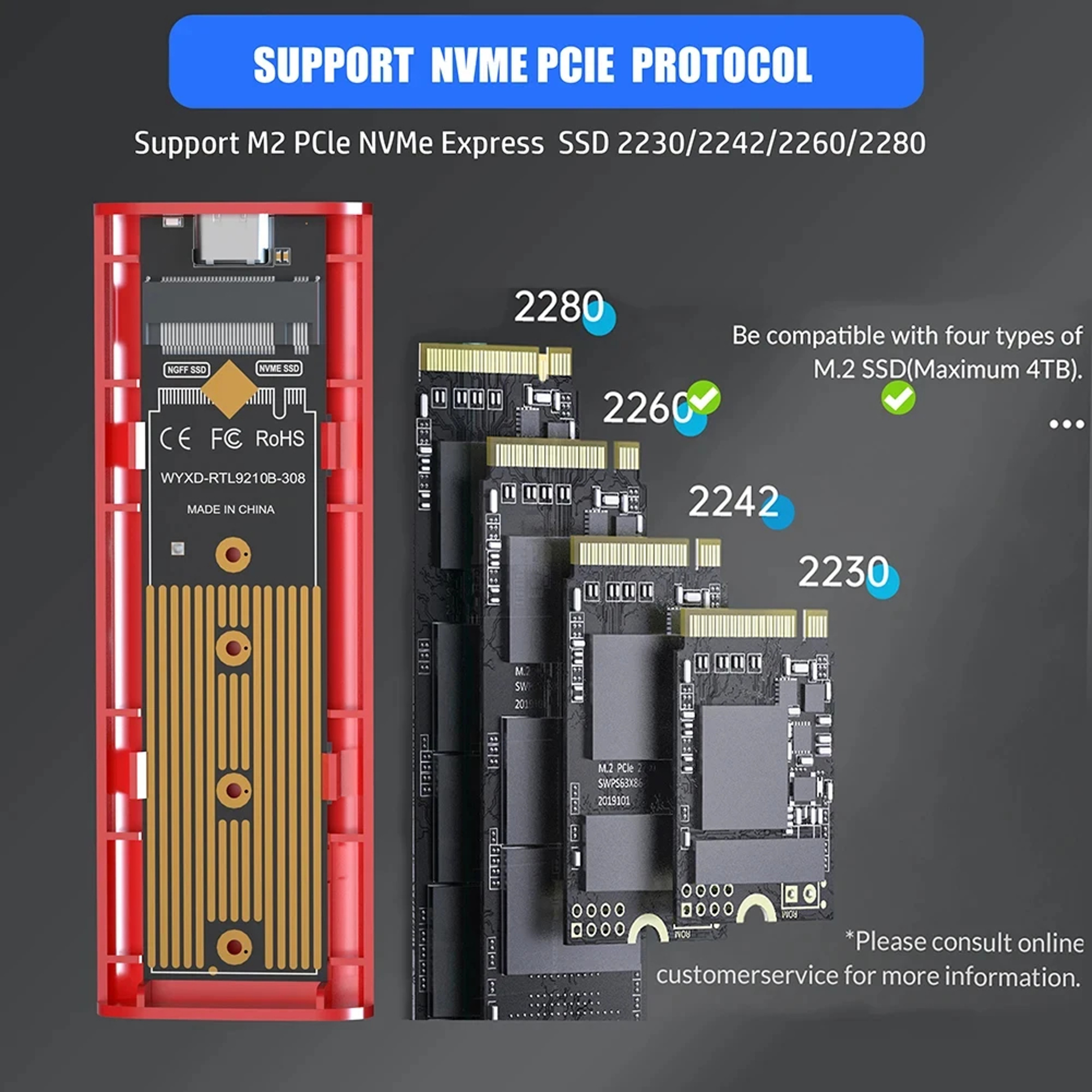 SSD Case USB Gen External Enclosure Supports NVMe  SATA SSDs 3