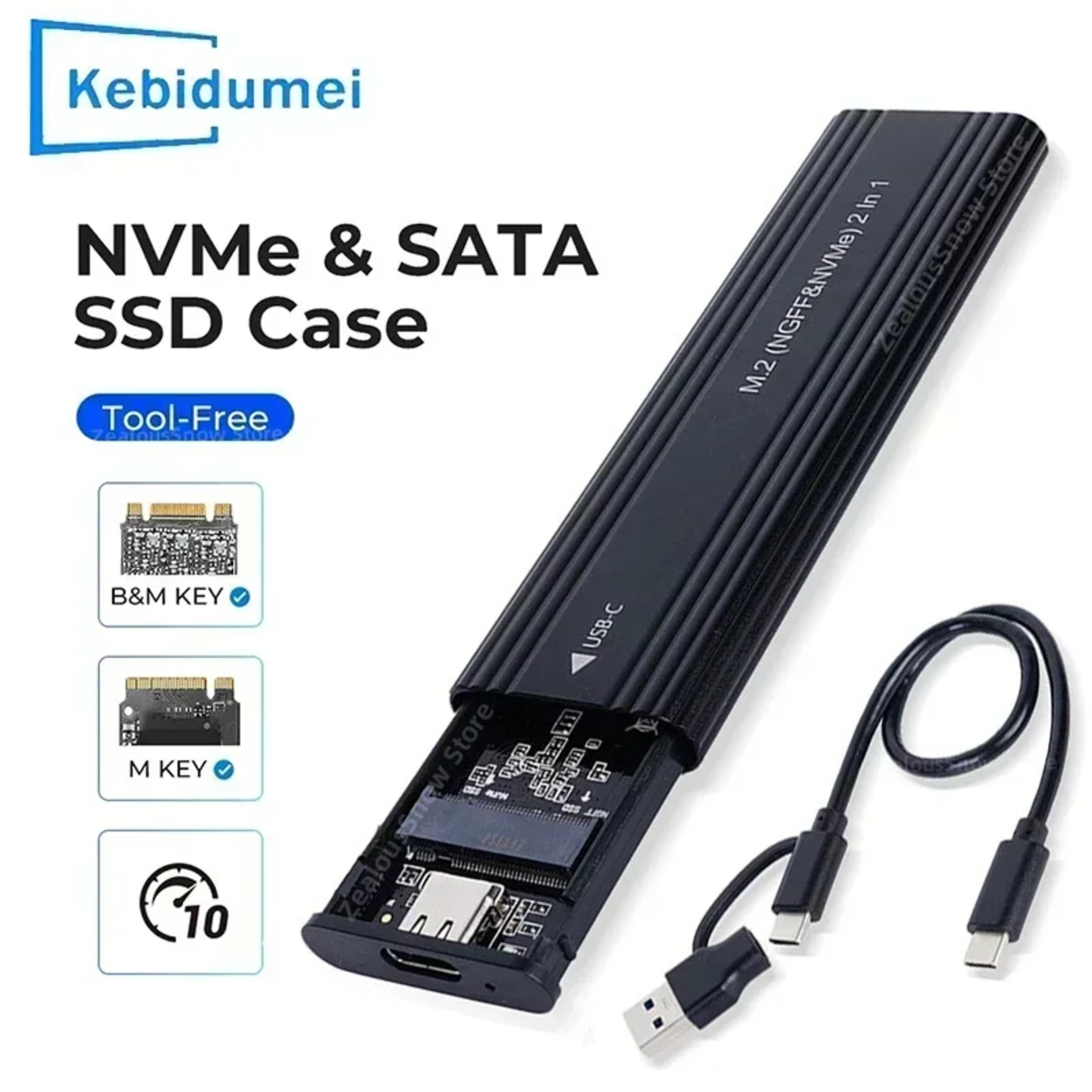 Portable SSD Enclosure USB C External NVMe SSD Case Aluminum – view 1