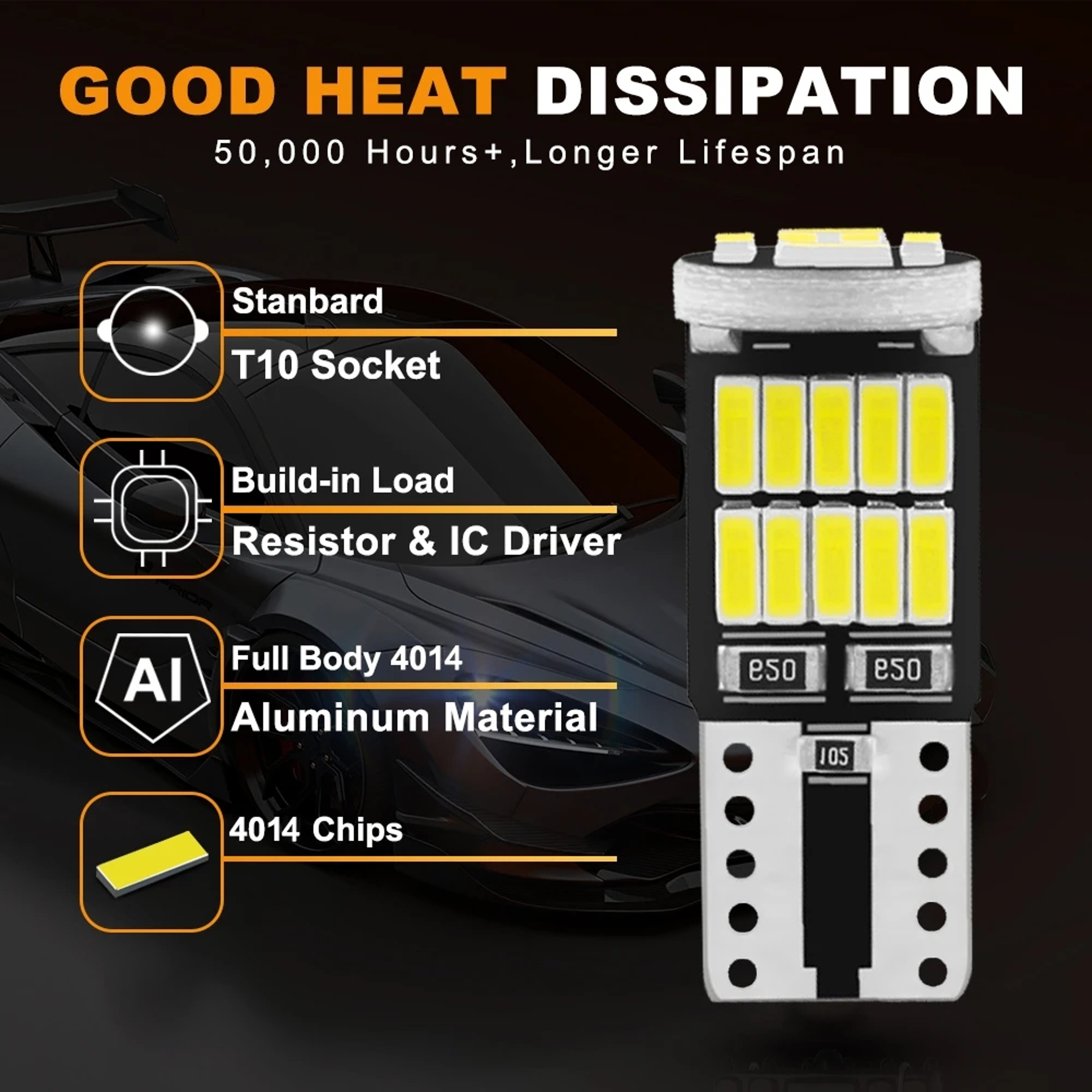 LED Canbus No Error Car Interior Lights Pure White SMD Chip For Instrument Panels 3