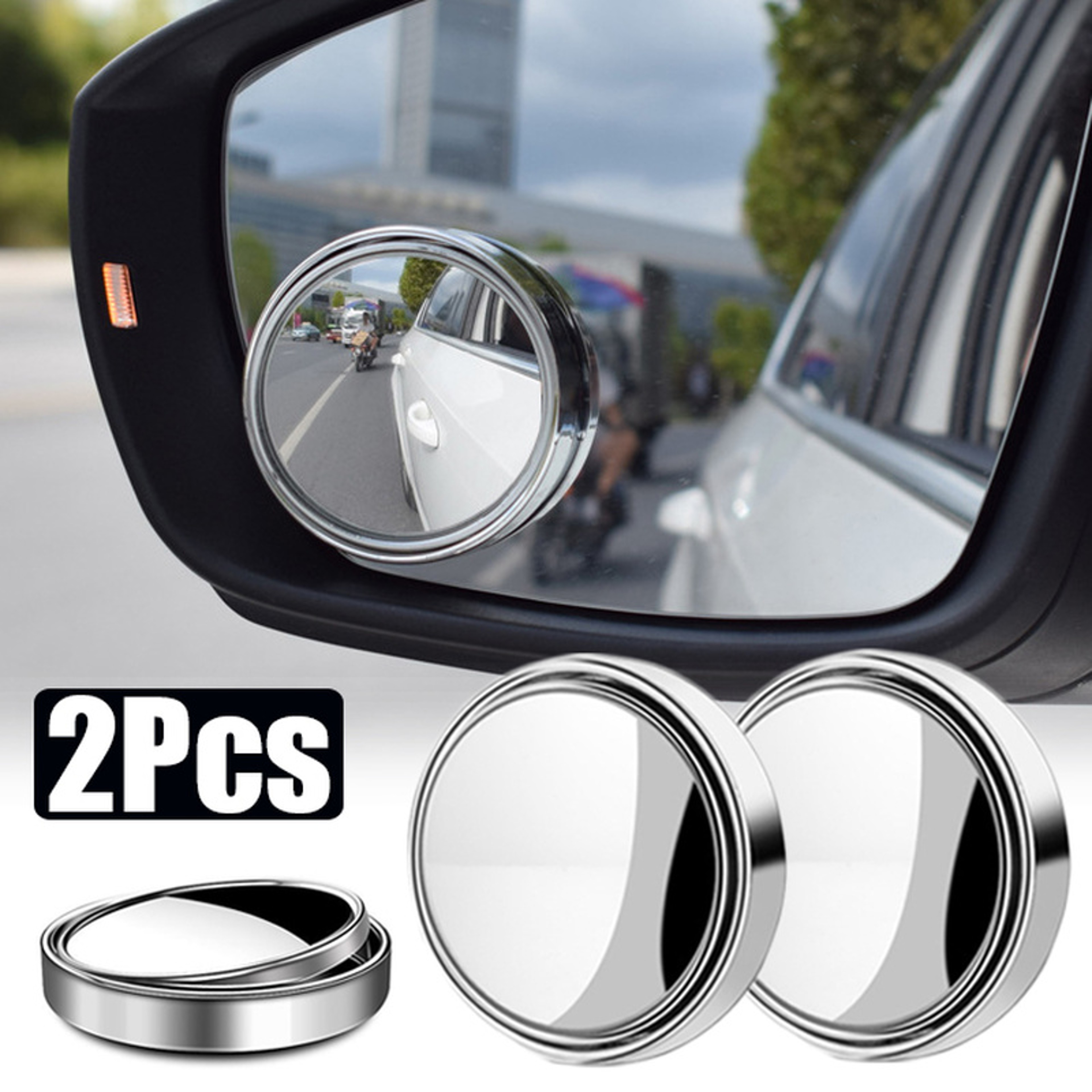 Adjustable Blind Spot Mirror for Cars Wide Angle Rearview Convex Mirrors for Safe Reversing – view 1