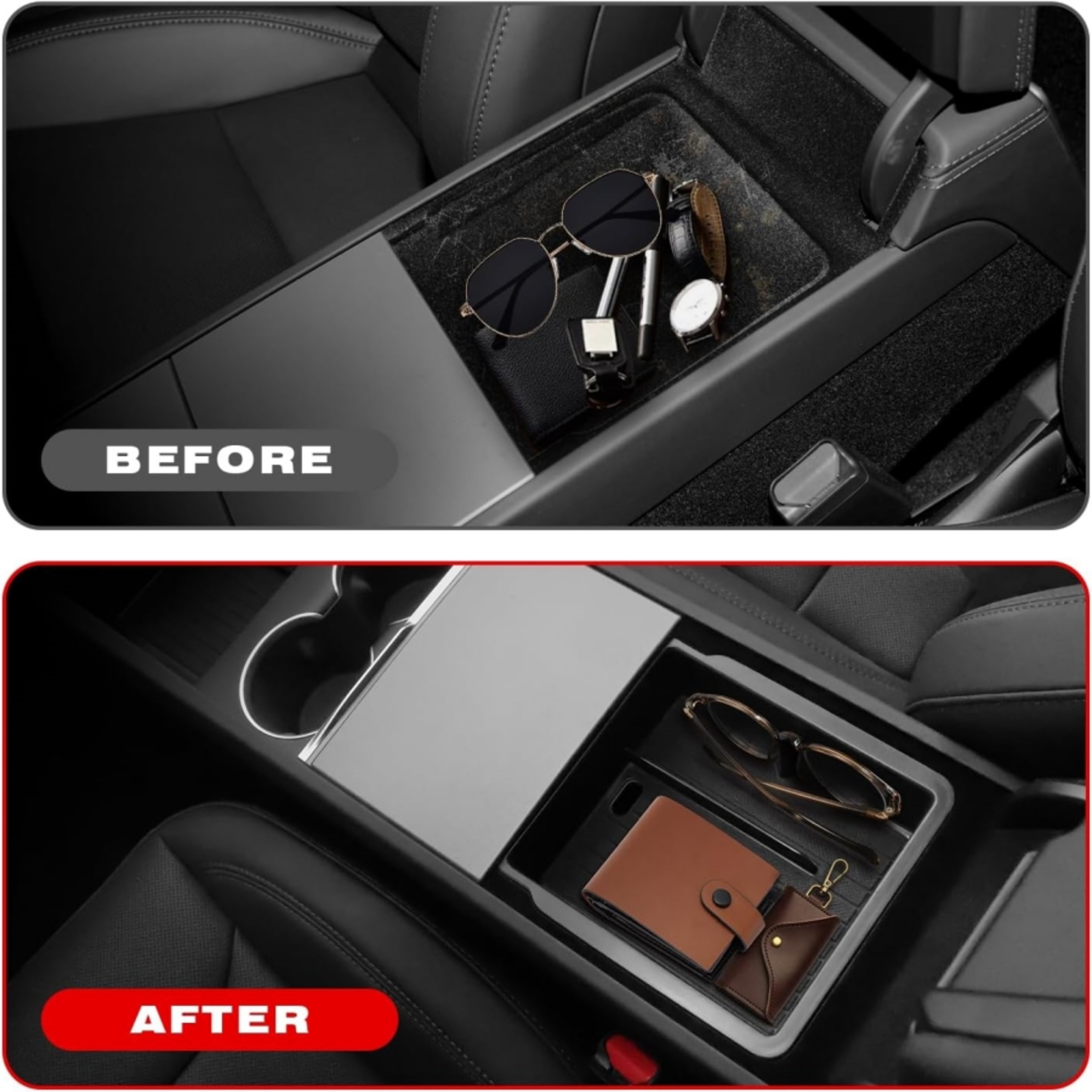 Tesla Model Y Juniper  Model Highland ABS Center Console Organizer Tray Premium Armrest Storage Box 0