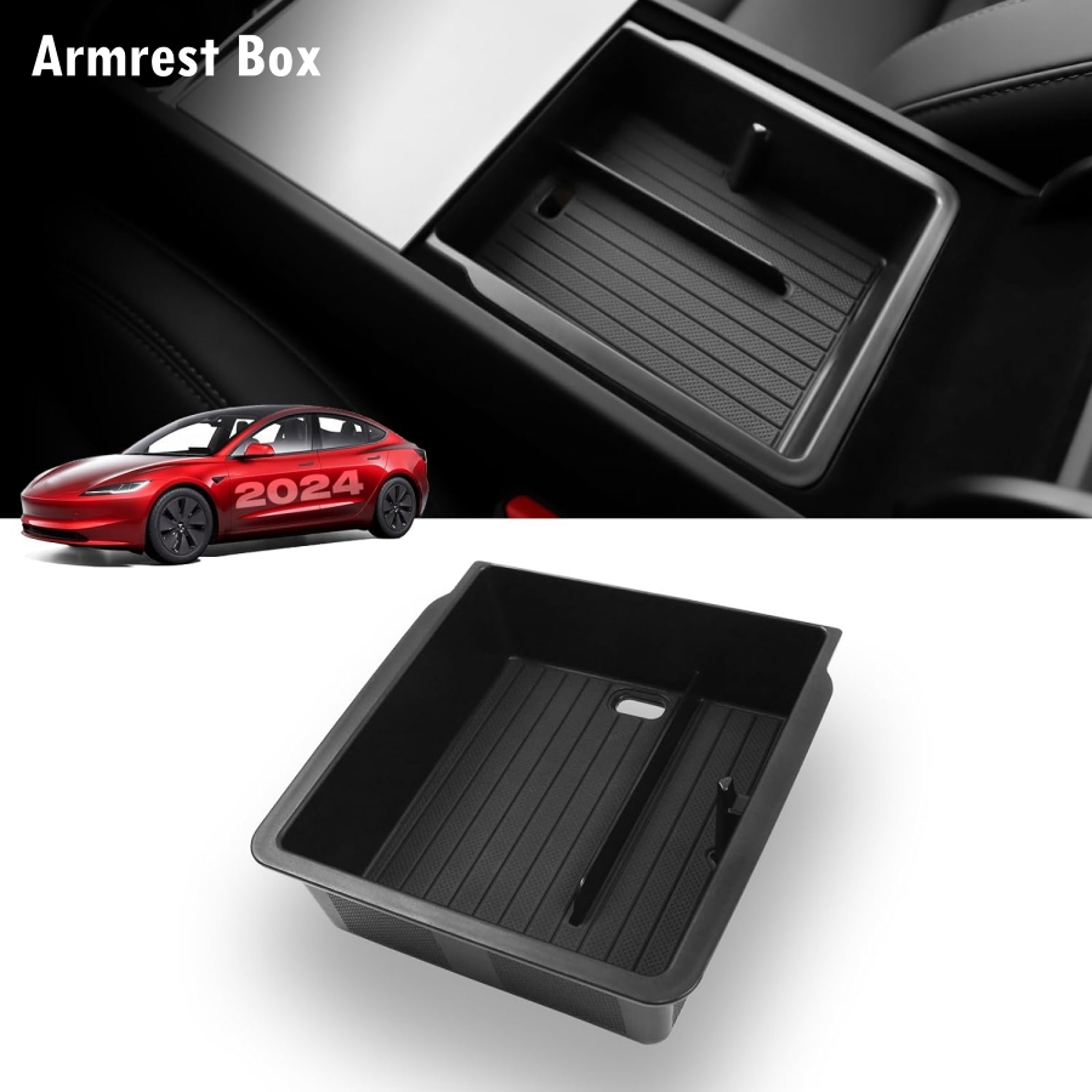 Tesla Model Y Juniper  Model Highland ABS Center Console Organizer Tray Premium Armrest Storage Box 2