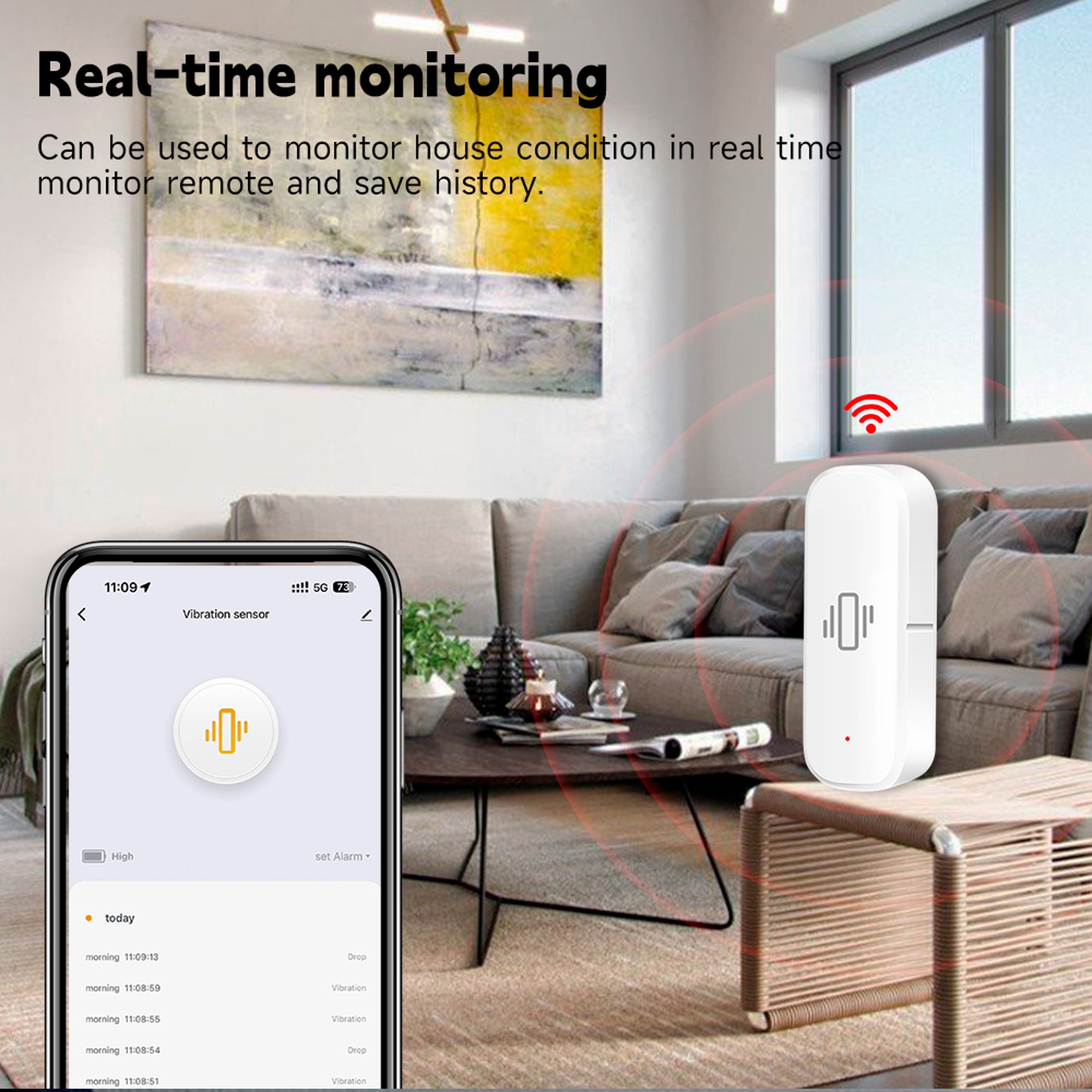 Smart Vibration Sensor WiFi Monitor AppControlled Security Protection With Motion Detection  Shock  2