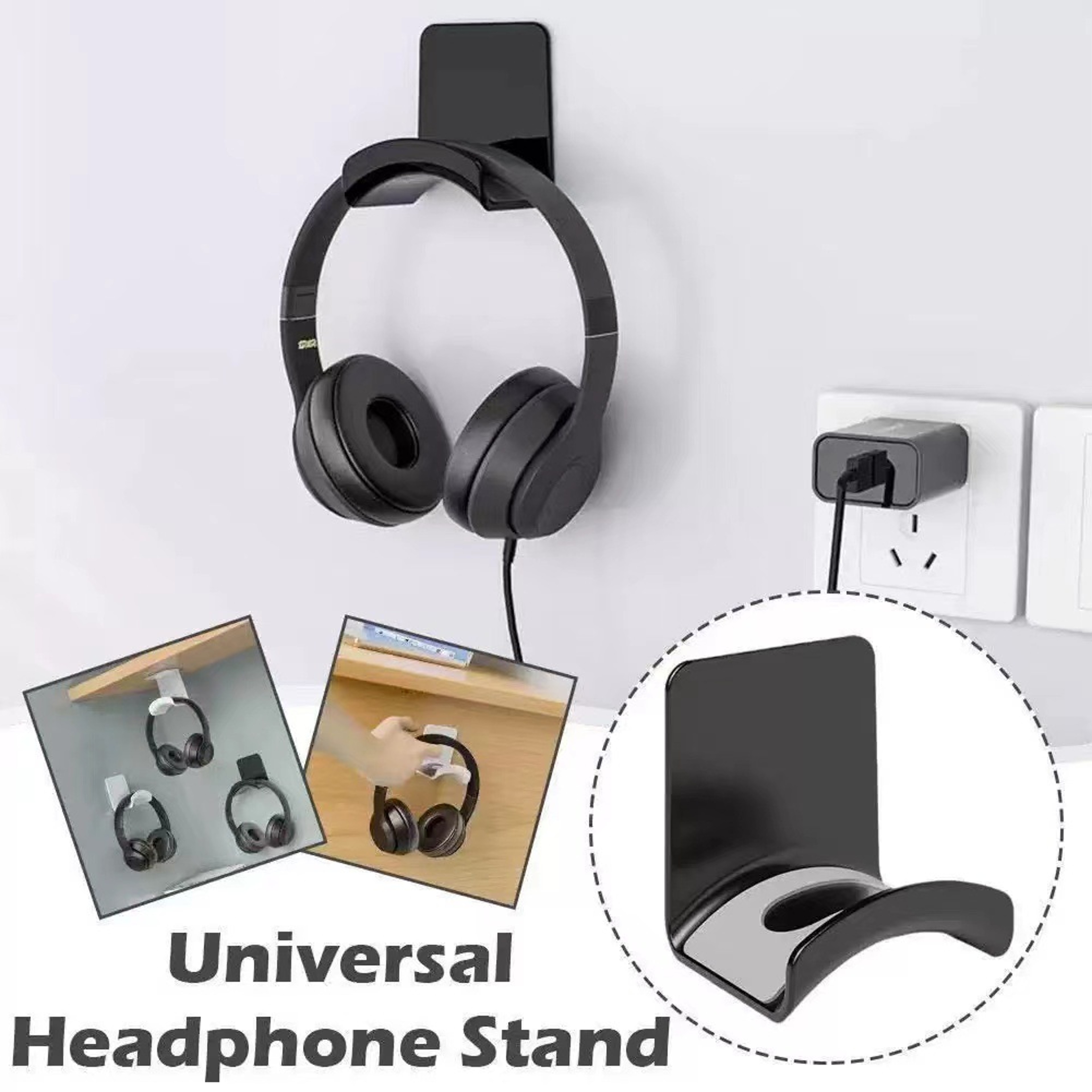 Universal Headphone Stand Wall Mount Hanger For Gaming  Earphones Under Desk Holder Support 1